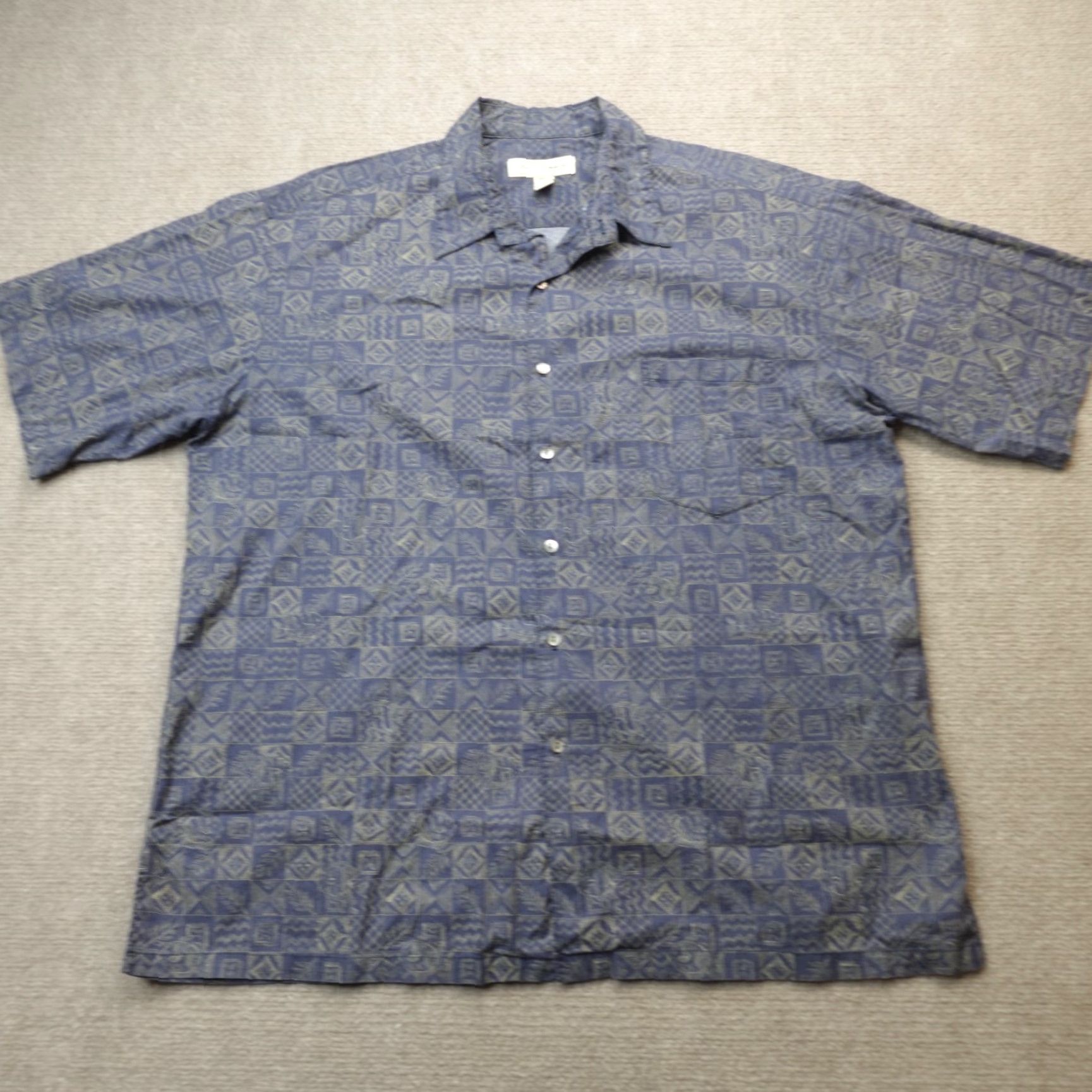 Tori Richard VINTAGE Tori Richard Hawaiian Shirt XL Blue Geometric Cotton Lawn Made in USA Size US XL / EU 56 / 4 - 2 Thumbnail