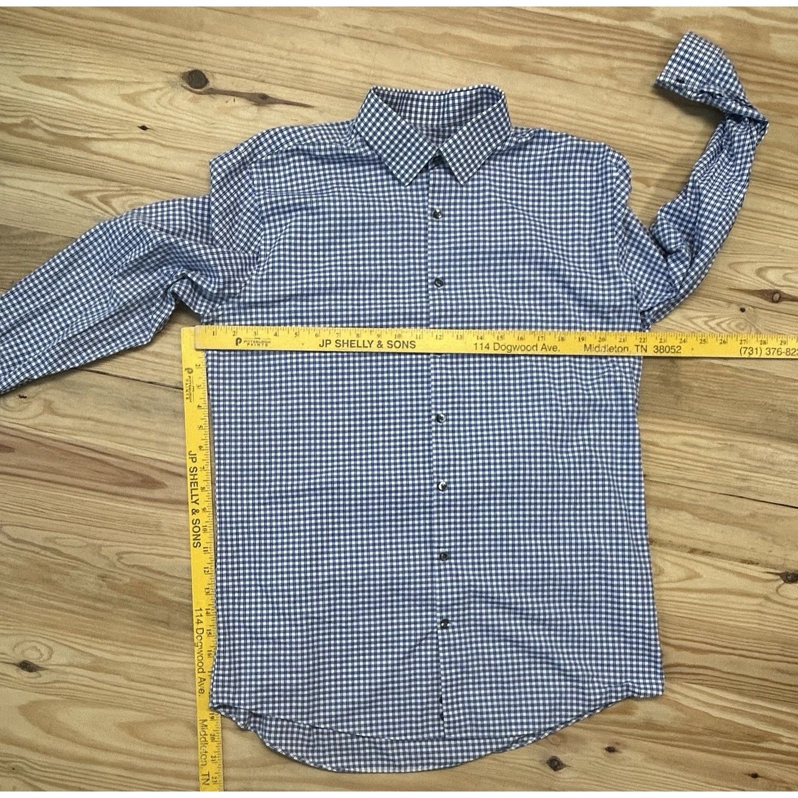 J Ferrar J Ferrar Blue Check Plaid Button Down Mens Shirt L 32-33 Size US L / EU 52-54 / 3 - 7 Thumbnail