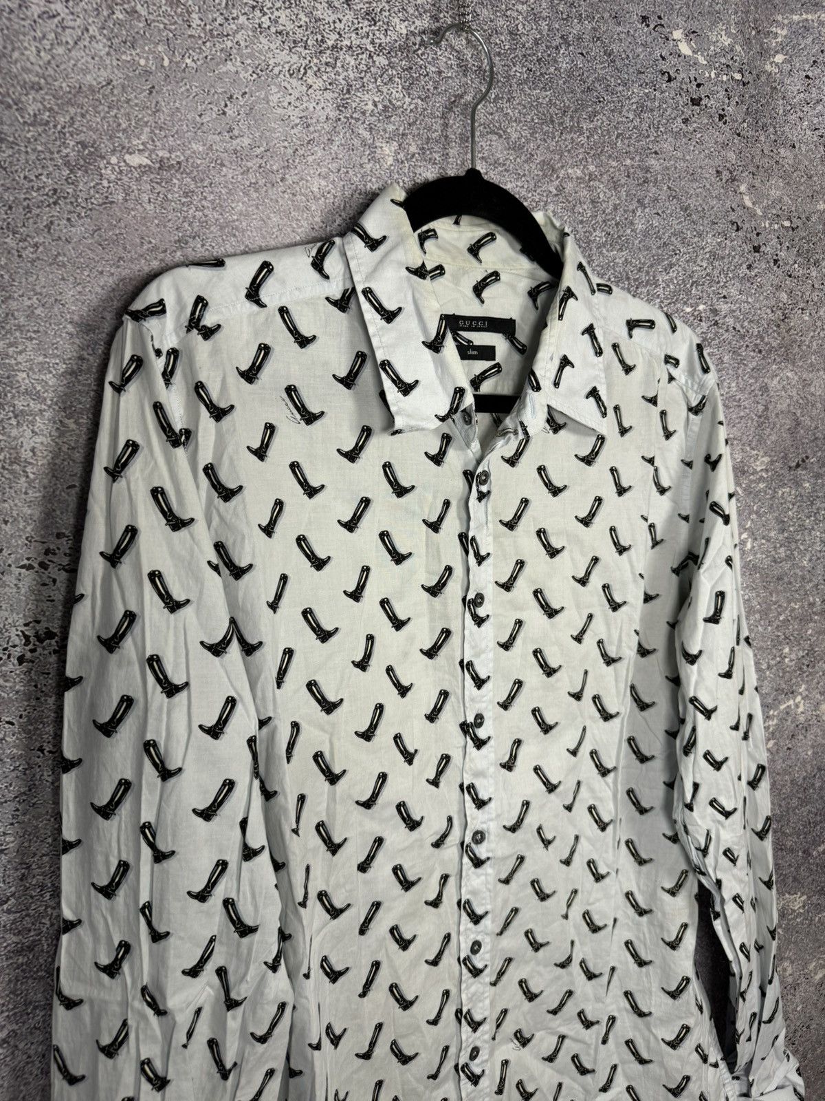 Gucci × Vintage GUCCI Shirt Button Up Printed Monogram Slim Fit White Size US M / EU 48-50 / 2 - 5 Thumbnail