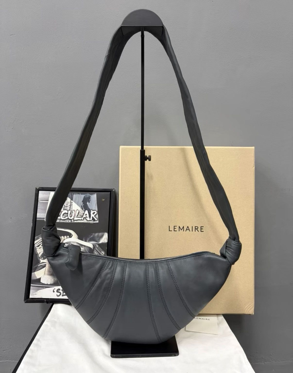 Lemaire Lemaire Brand Asphalt Lambskin Croissant Crossbody Bag K34 Size ONE SIZE - 5 Thumbnail