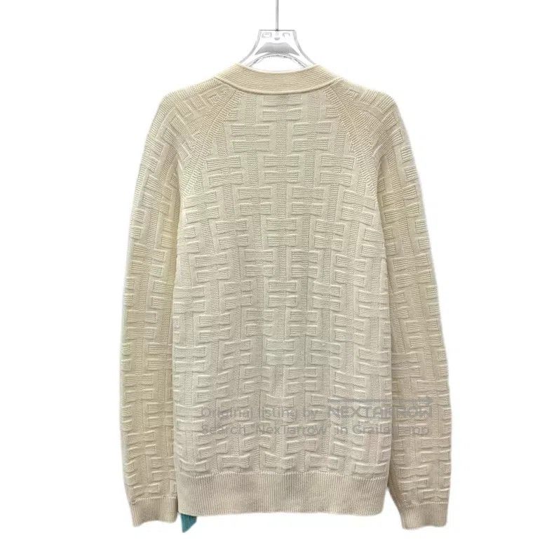 Hermes Hermes Beige textured knit mohair V-neck single-breasted l Size XS / US 0-2 / IT 36-38 - 2 Thumbnail
