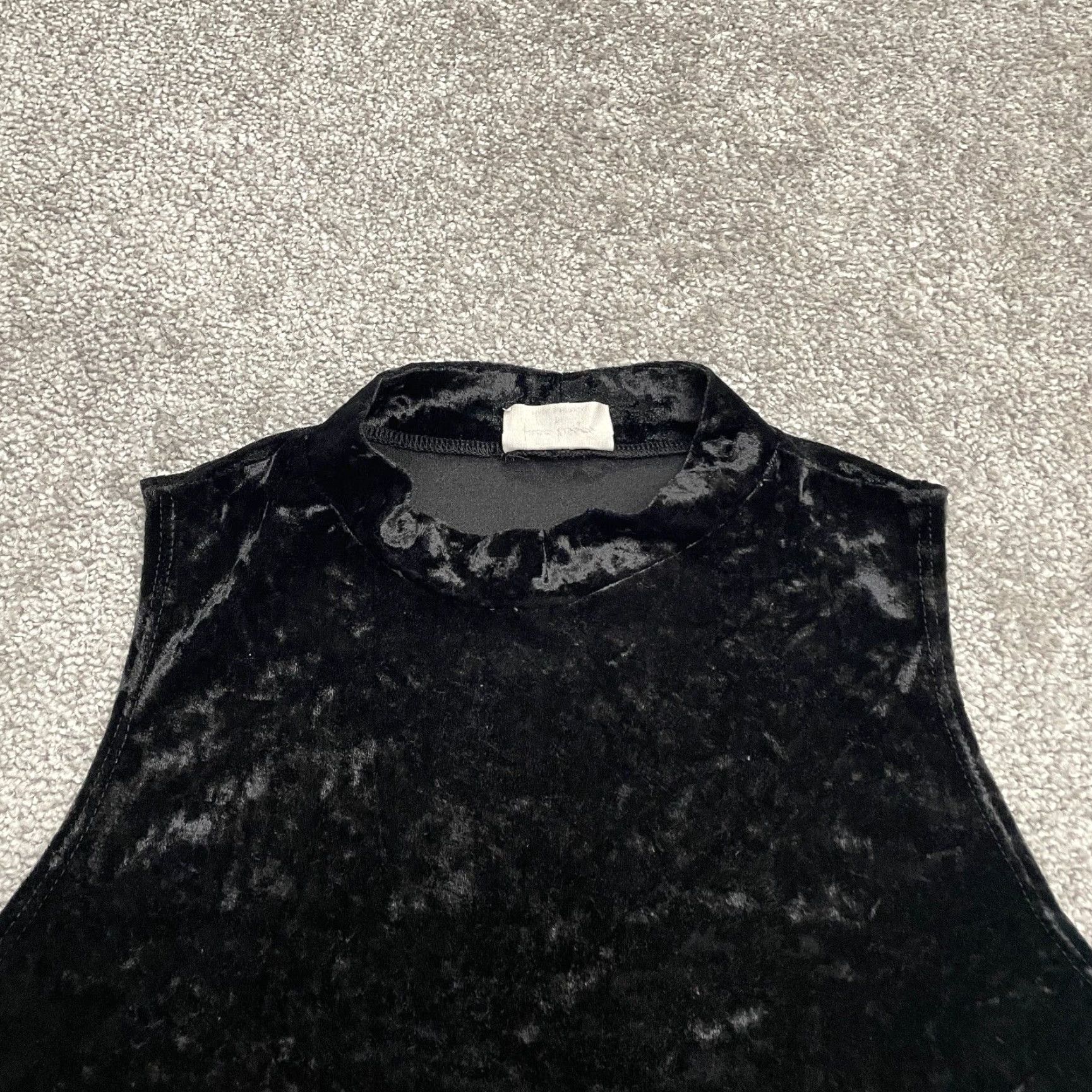 Velour Tree Kisses Velvet Shift Dress Womens M Black Sleeveless Crew Neck Velour Knee Length Casual Winter Spring Summer Size M / US 6-8 / IT 42-44 - 3 Thumbnail