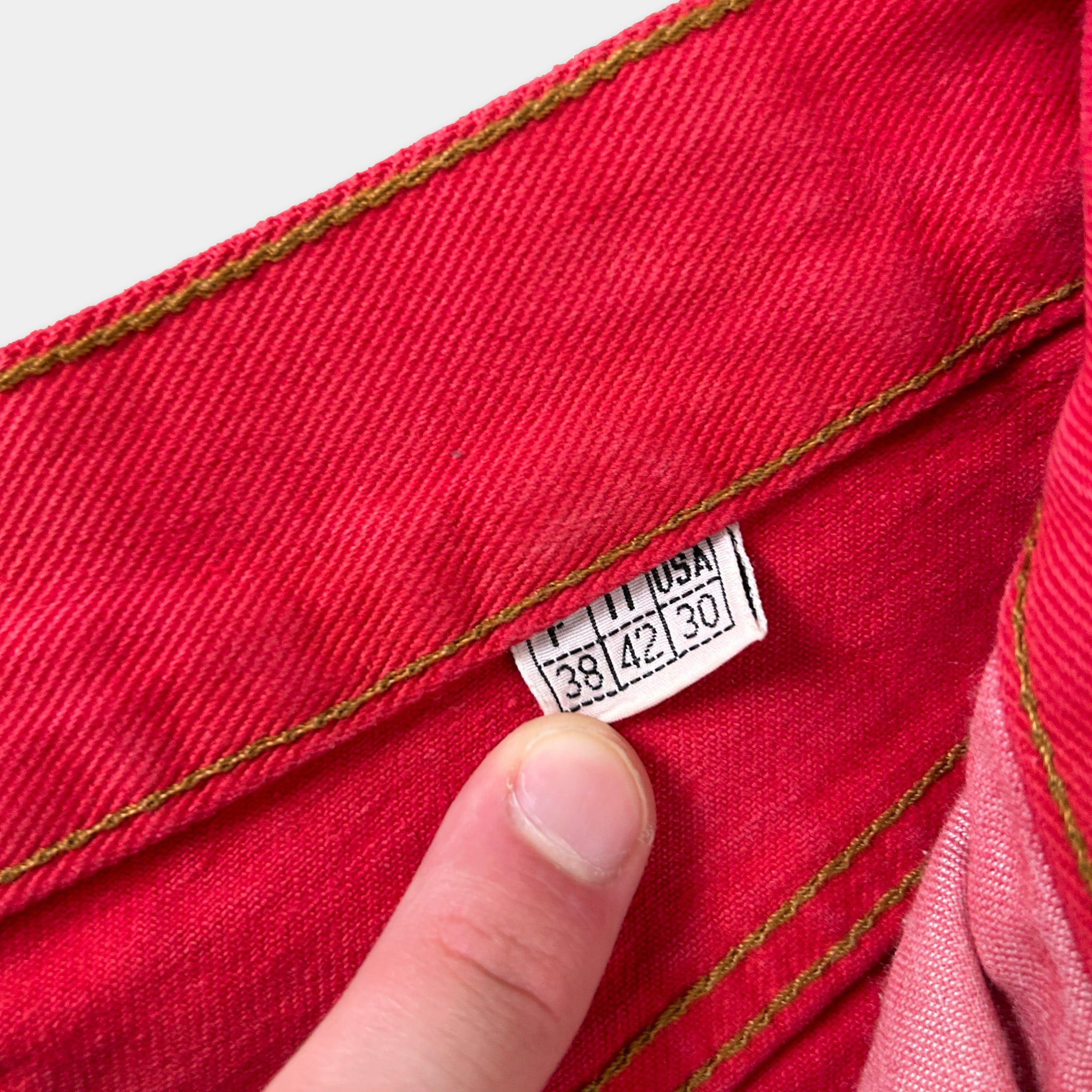 Jean Paul Gaultier Jean Paul Gaultier Red High Waisted Hand Print Jeans Size US 30 / EU 46 - 6 Thumbnail