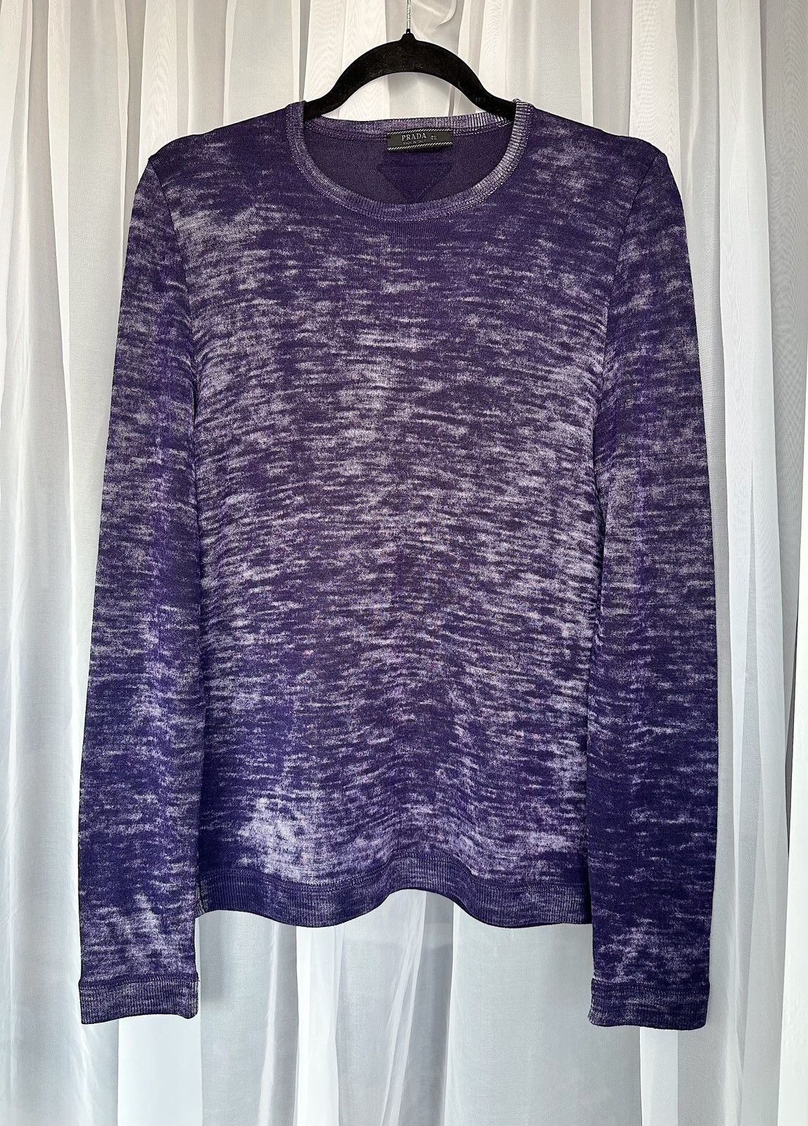 PRADA SS2006 Purple Dyed Logo Silk Sweater Vintage wool knit