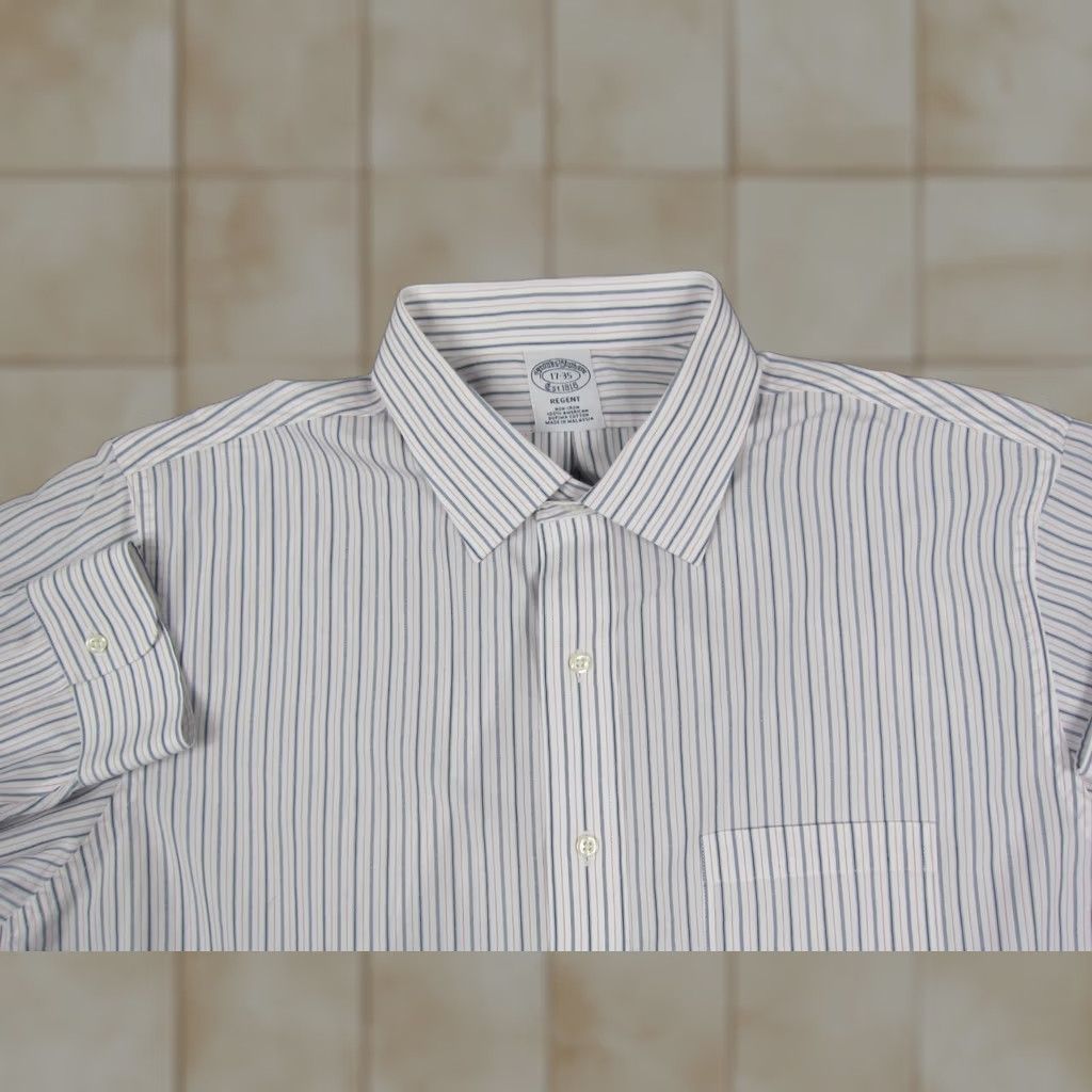 Brooks Brothers Brooks Brothers Shirt Mens XL White Men Striped Regent Supima Cotton Size US XL / EU 56 / 4 - 1 Thumbnail