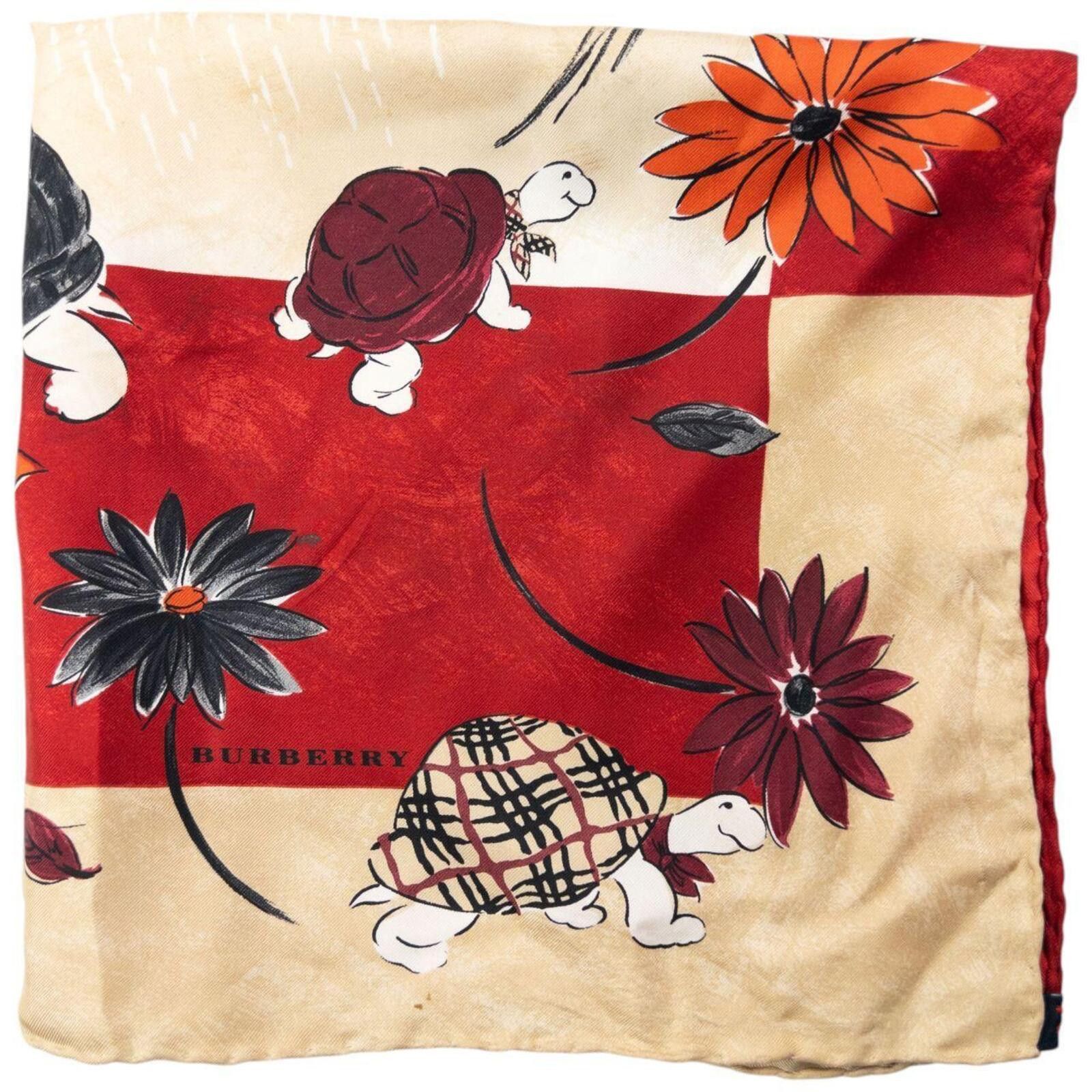 Burberry Vintage 2000s Burberry Floral Turtle Print Silk Scarf Size ONE SIZE - 2 Thumbnail