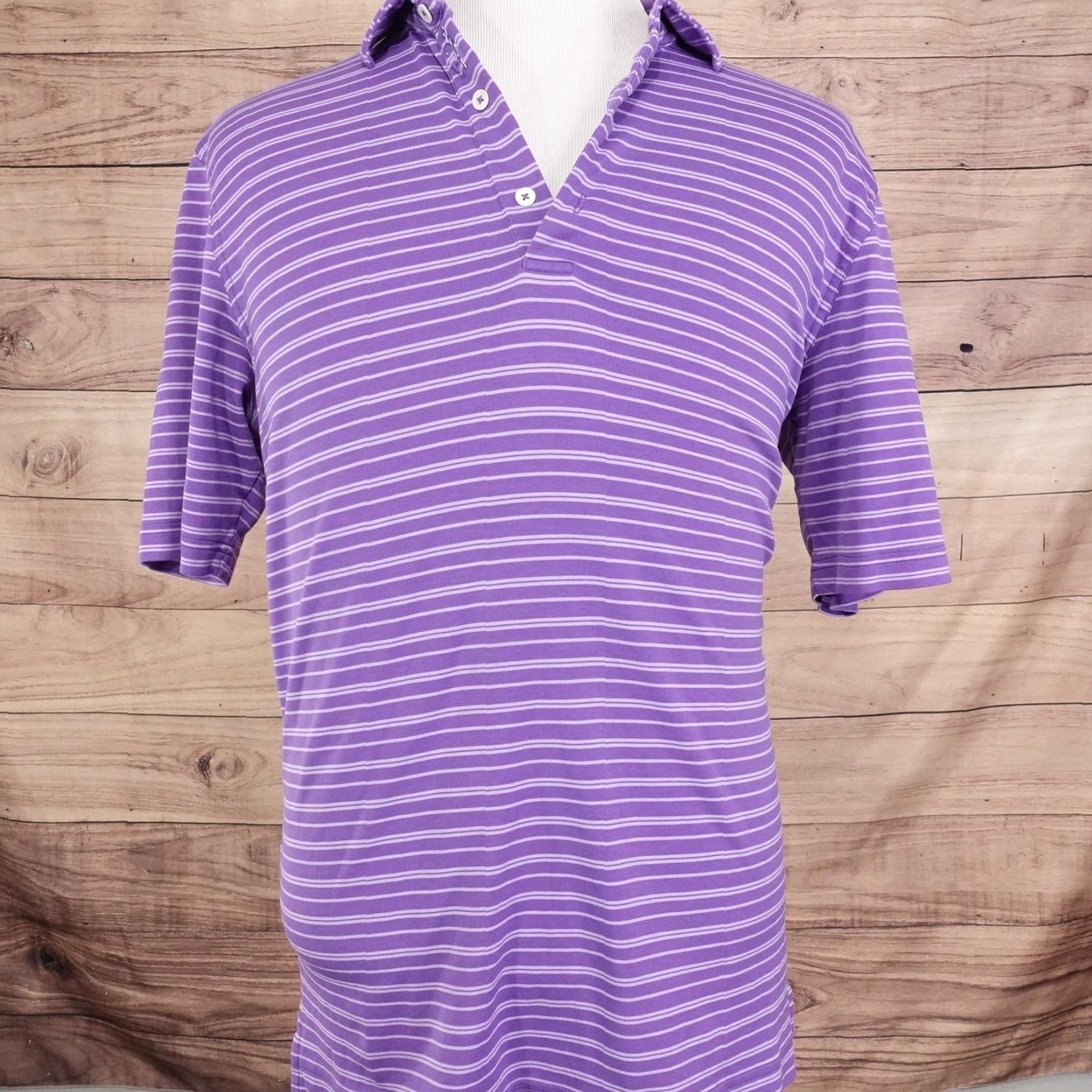 Vintage Bobby Jones Polo Shirt Men Medium Purple Striped Golf 100% Pima Cotton Casual Short Sleeve Size US M / EU 48-50 / 2 - 4 Thumbnail