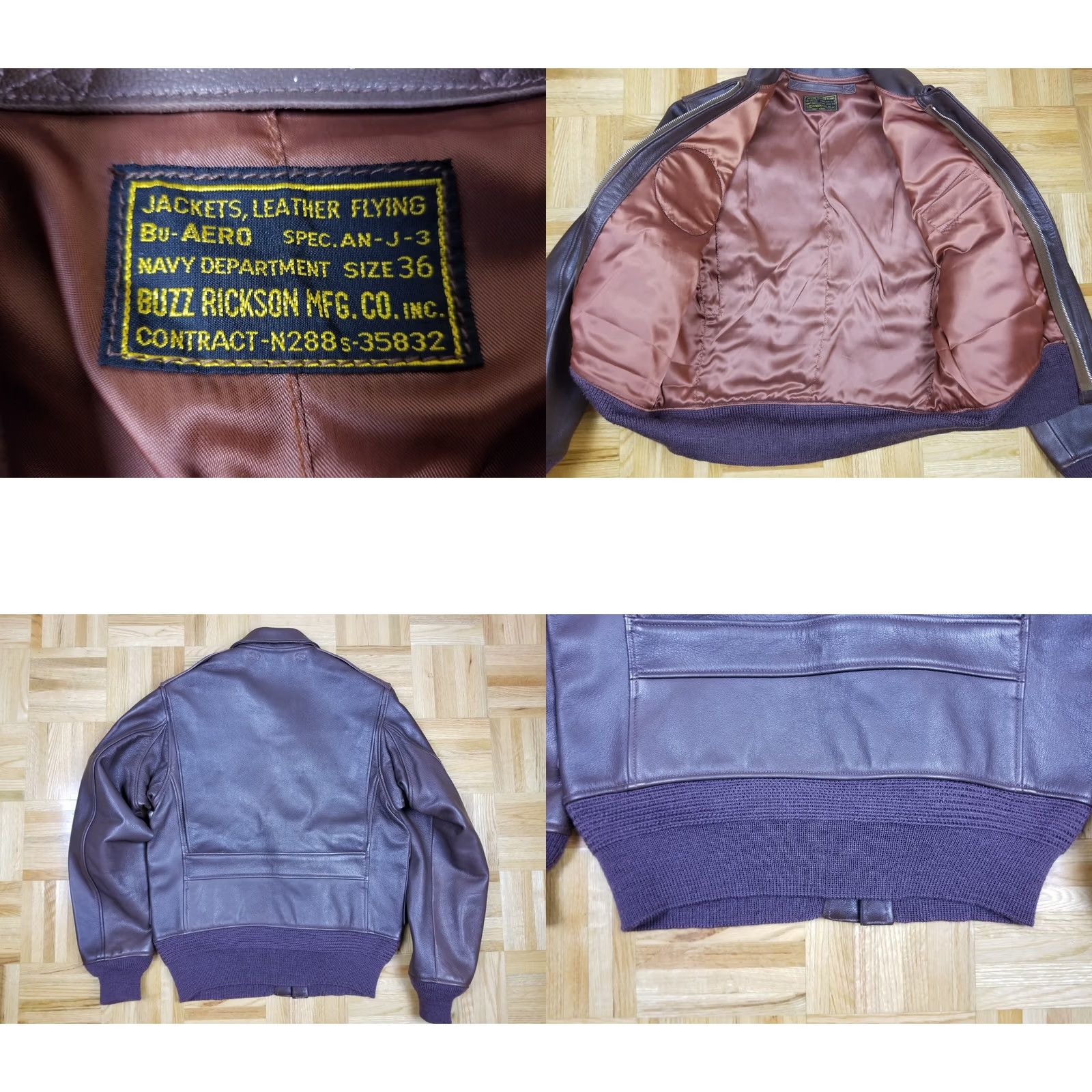 Buzz Rickson's Buzz Rickson's USN US Navy Department AN J-3 BU Flying Leather Jacket SZ 36 Bomber Jacket Mens Leather Brown 36 Size US XXS / EU 40 - 8 Thumbnail