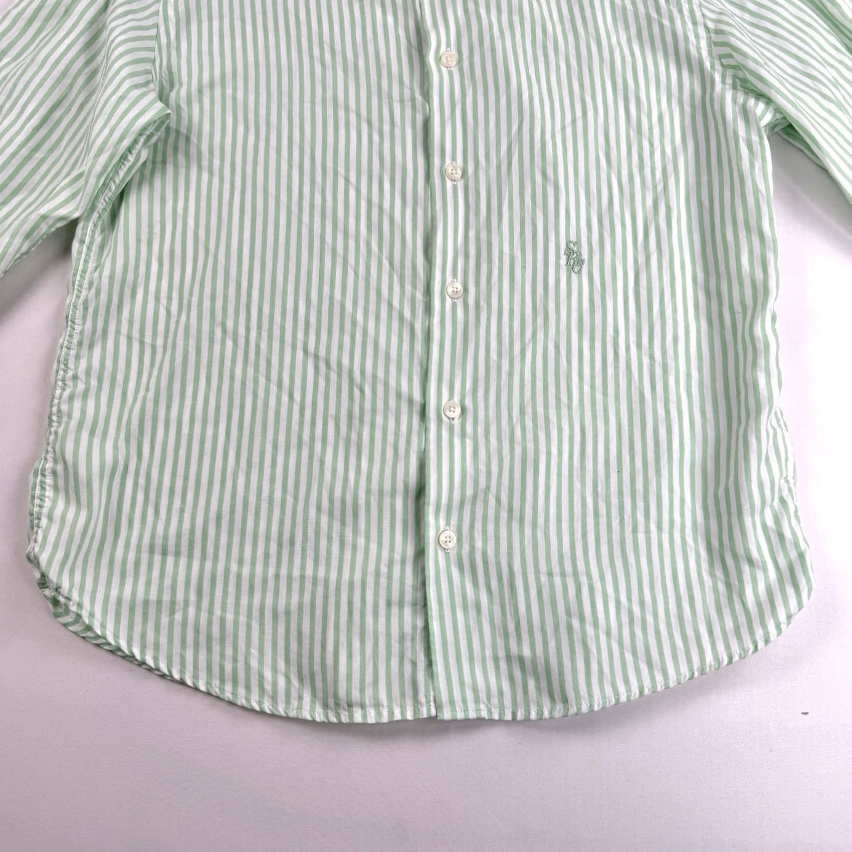 Sporty & Rich Sporty & Rich Shirt Unisex M Green Striped Button-Up Embroidered Collared Long Sleeve Size M / US 6-8 / IT 42-44 - 4 Thumbnail