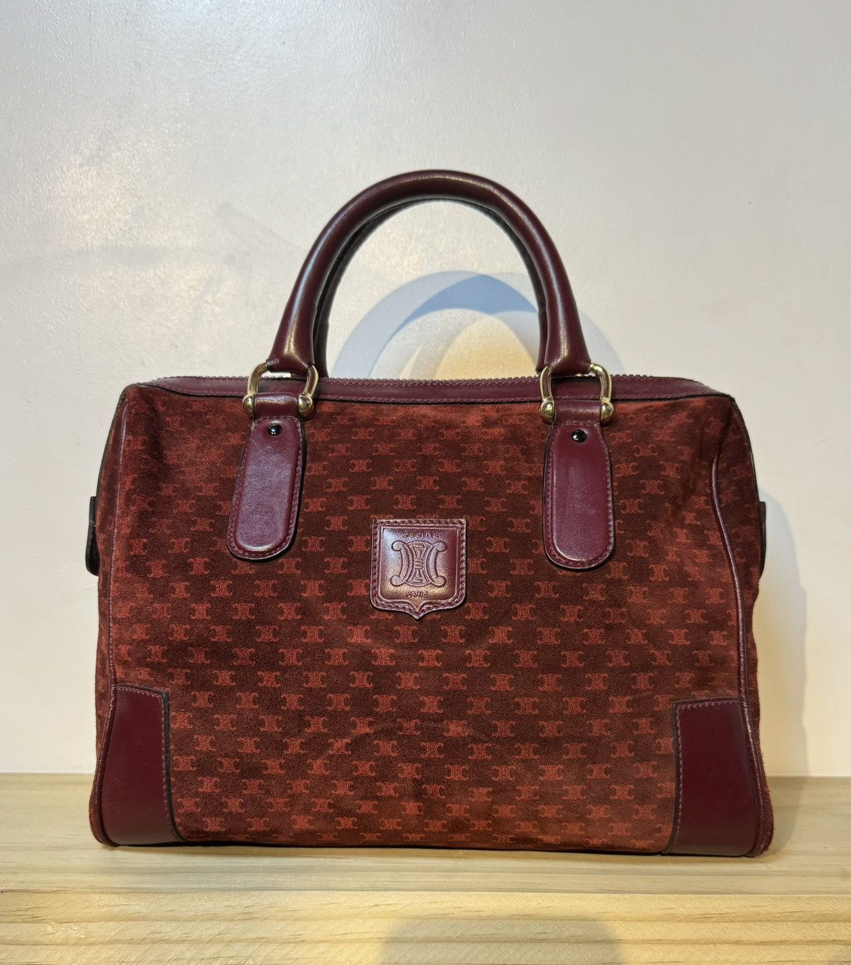 Celine Celine Macadam Handbag Red Suede Size ONE SIZE - 1 Thumbnail