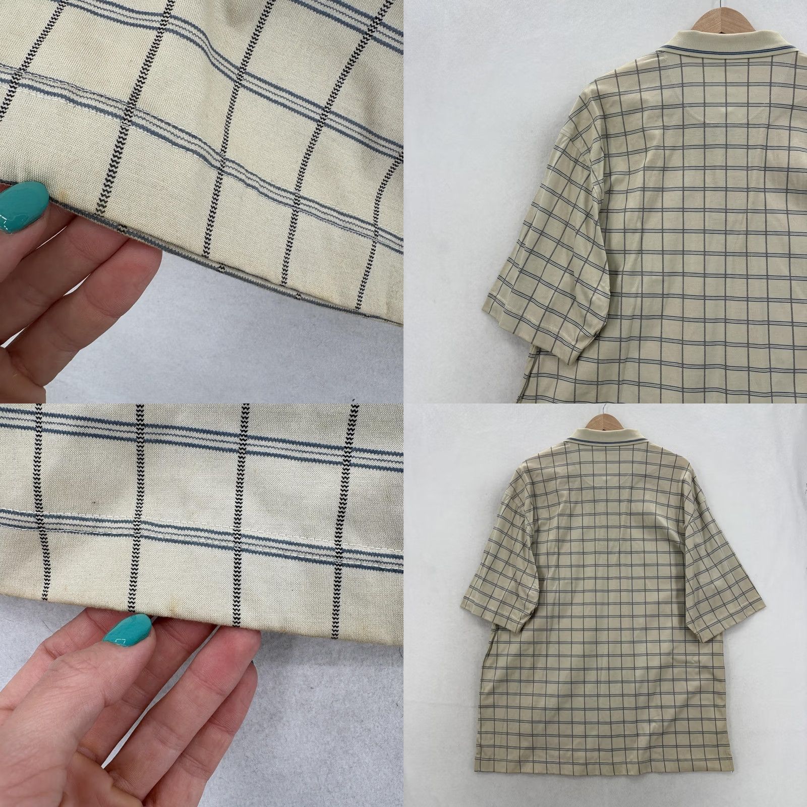 Dockers Dockers Golf Polo Shirt Mens Large Beige Check Easy Care Cotton Fit Size US L / EU 52-54 / 3 - 9 Thumbnail