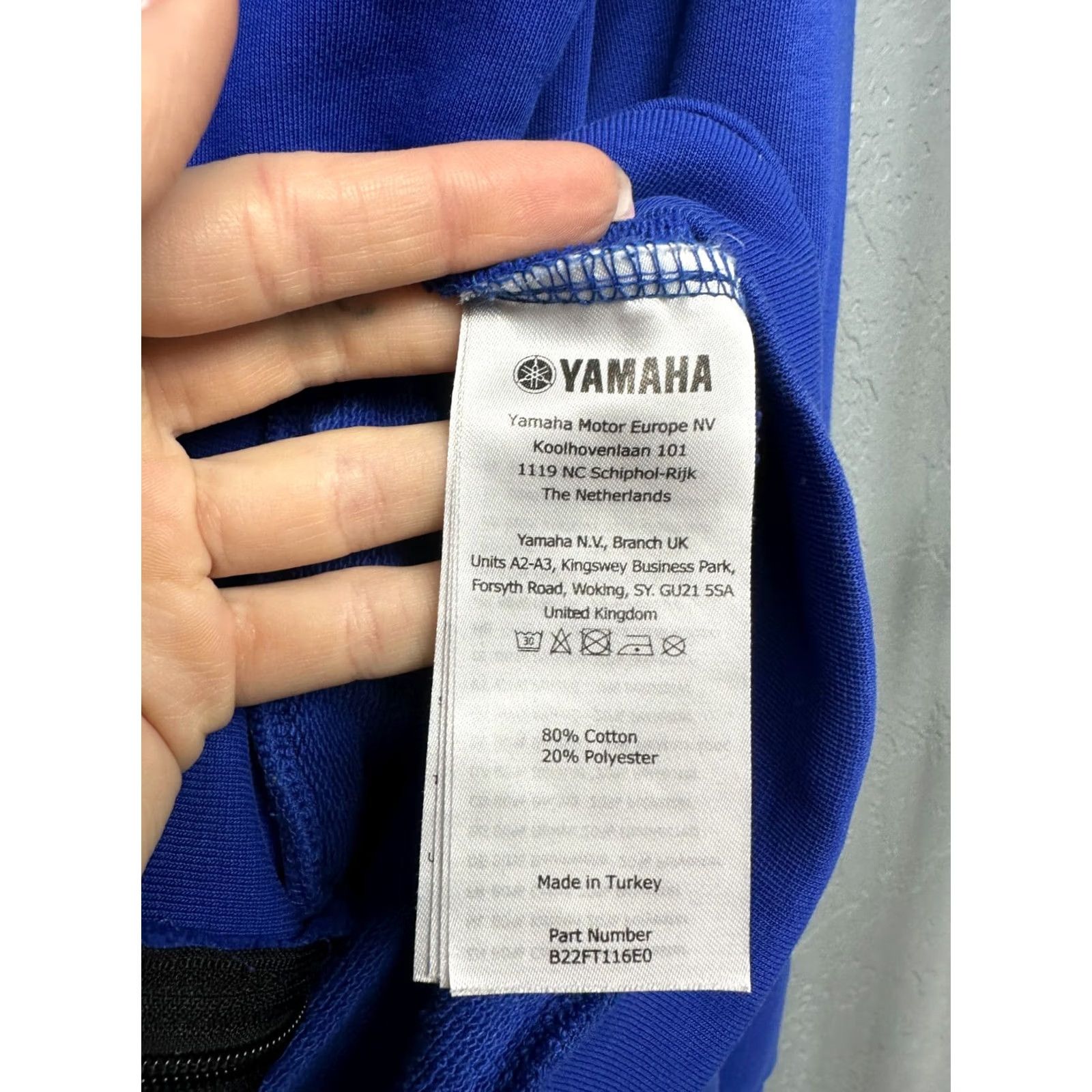 Yamaha Yamaha Racing Team Mens Zip Hoodie XL Size Blue Cotton Graphic Print Hoodie Mens XL Blue Yamaha Racing Team Zip Hoodie Size US XL / EU 56 / 4 - 7 Thumbnail