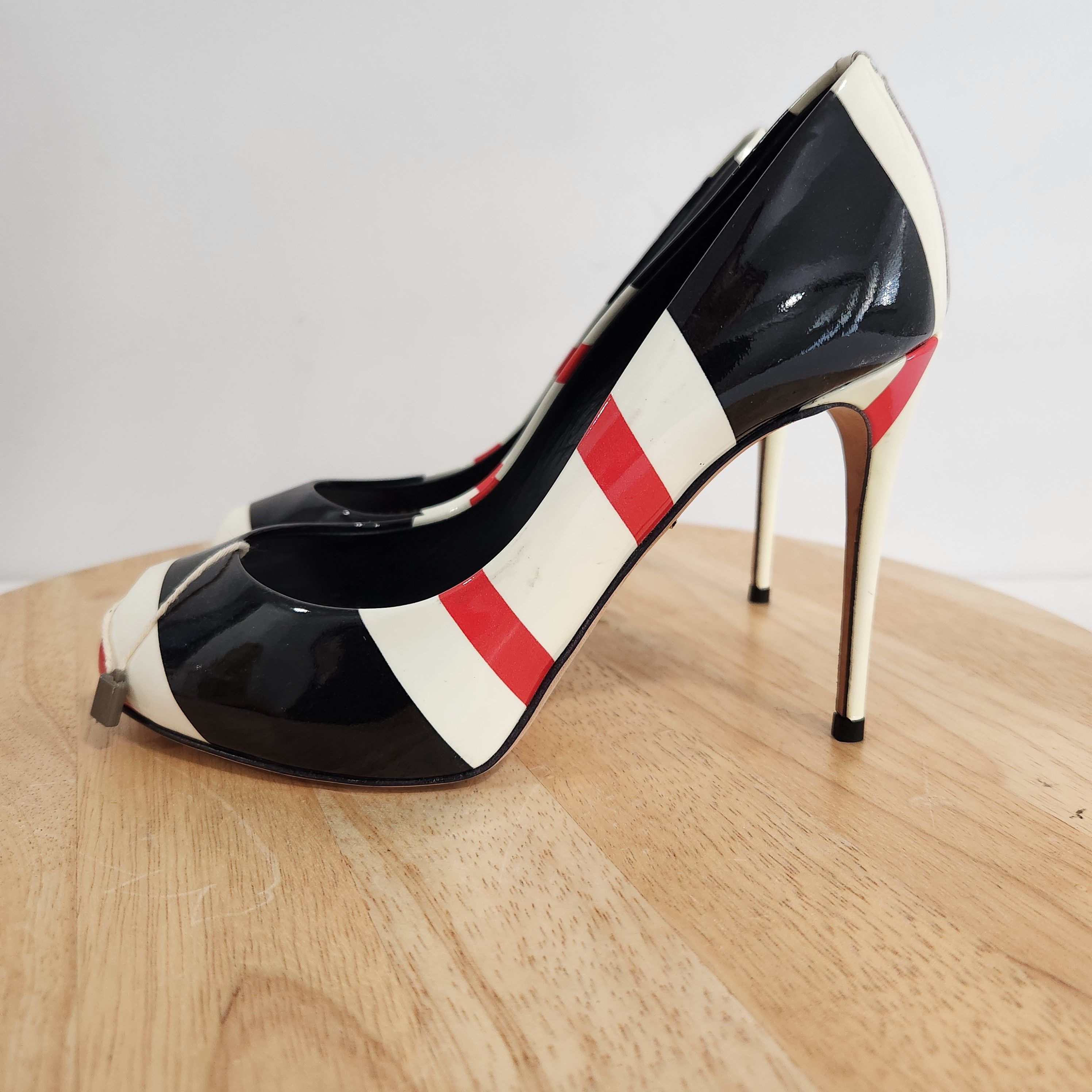 Dolce & Gabbana Striped peep toe heels Size US 5 / IT 35 - 5 Thumbnail