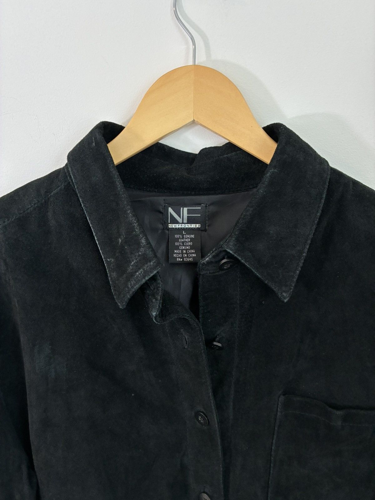 Vintage Vintage Black SUEDE Faded Leather Button Down Shirt Size US L / EU 52-54 / 3 - 4 Thumbnail