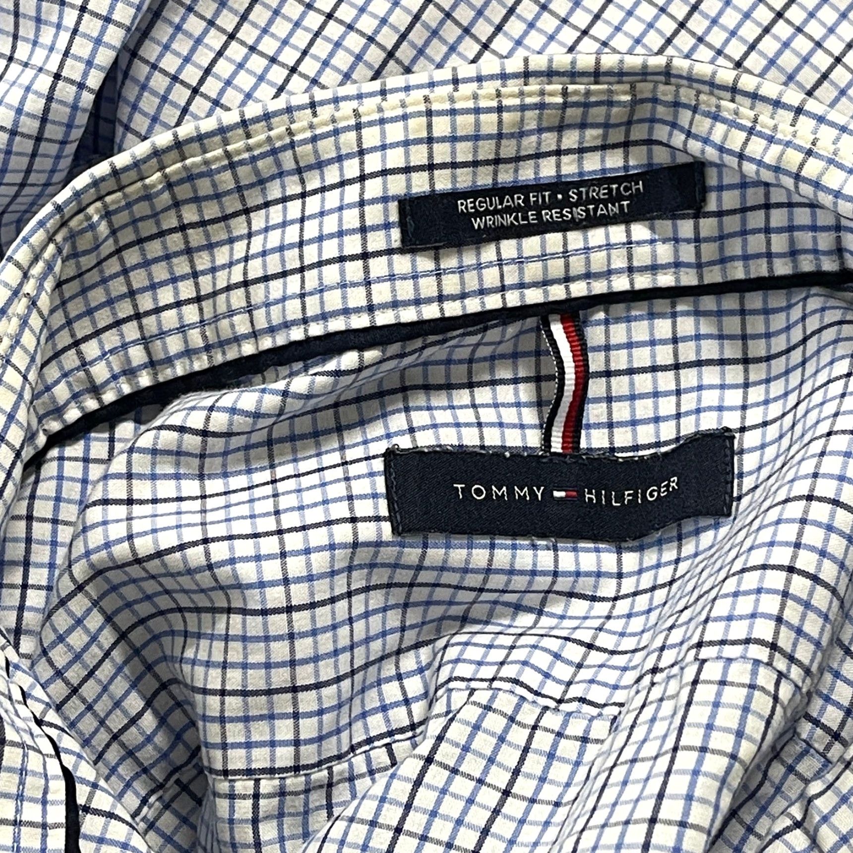 Tommy Hilfiger Tommy Hilfiger Button-Up Shirt Mens L Blue White Gray Plaid Office FLAW Size US L / EU 52-54 / 3 - 7 Thumbnail