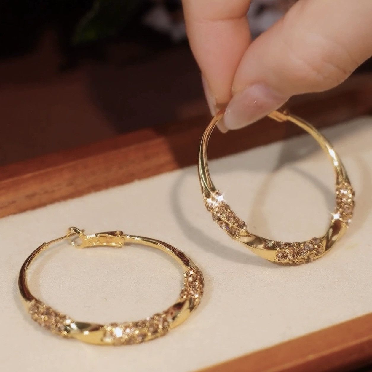 Other Twisted Gold Hoop Earrings for Women Elegant Classic Design Size ONE SIZE - 2 Thumbnail