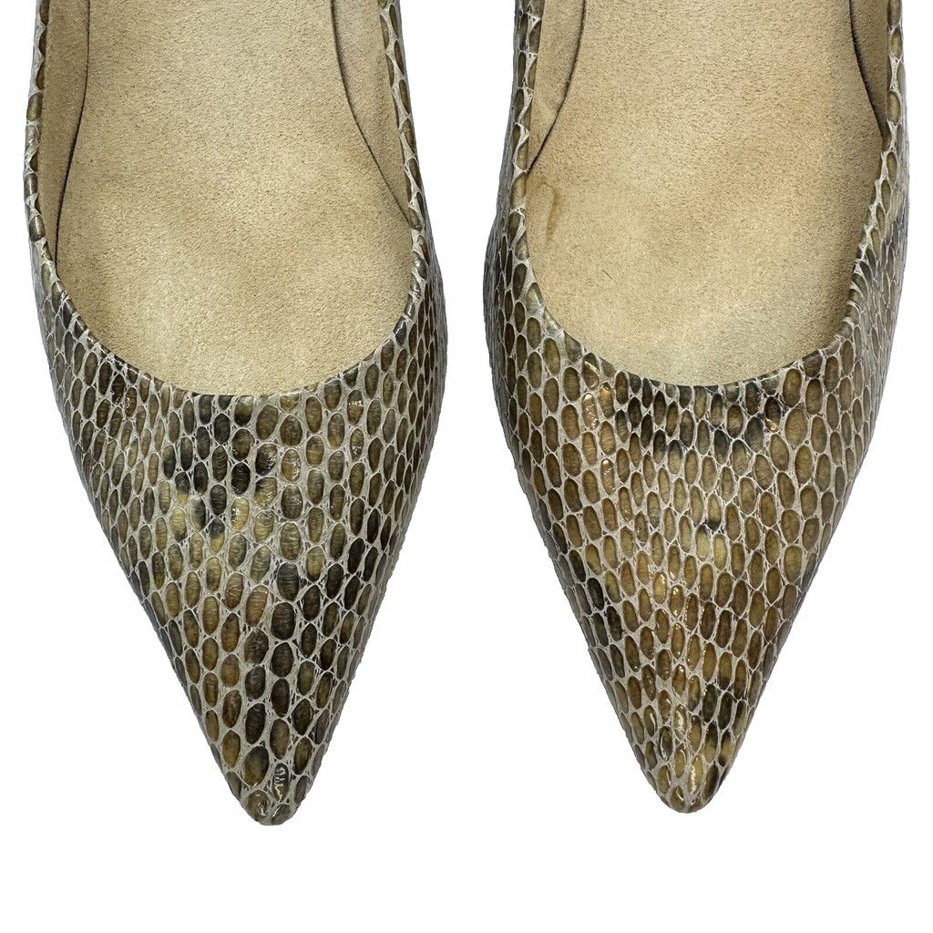 Stuart Weitzman Stuart Weitzman 9.5M Snakeskin Kitten Heel Pointed Tan Pumps Size US 9.5 / IT 39.5 - 3 Thumbnail