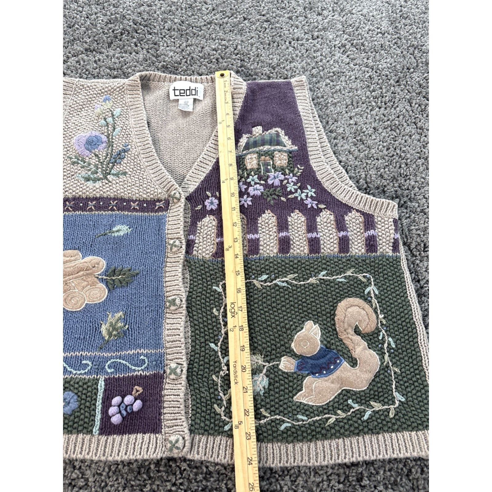 Vintage VINTAGE Teddi Cardigan Sweater Womens 2X Brown Cable-Knit V-Neck Sleeveless Outdoor Campfire Plus Size Size XXL / US 16-18 / IT 52-54 - 2 Thumbnail