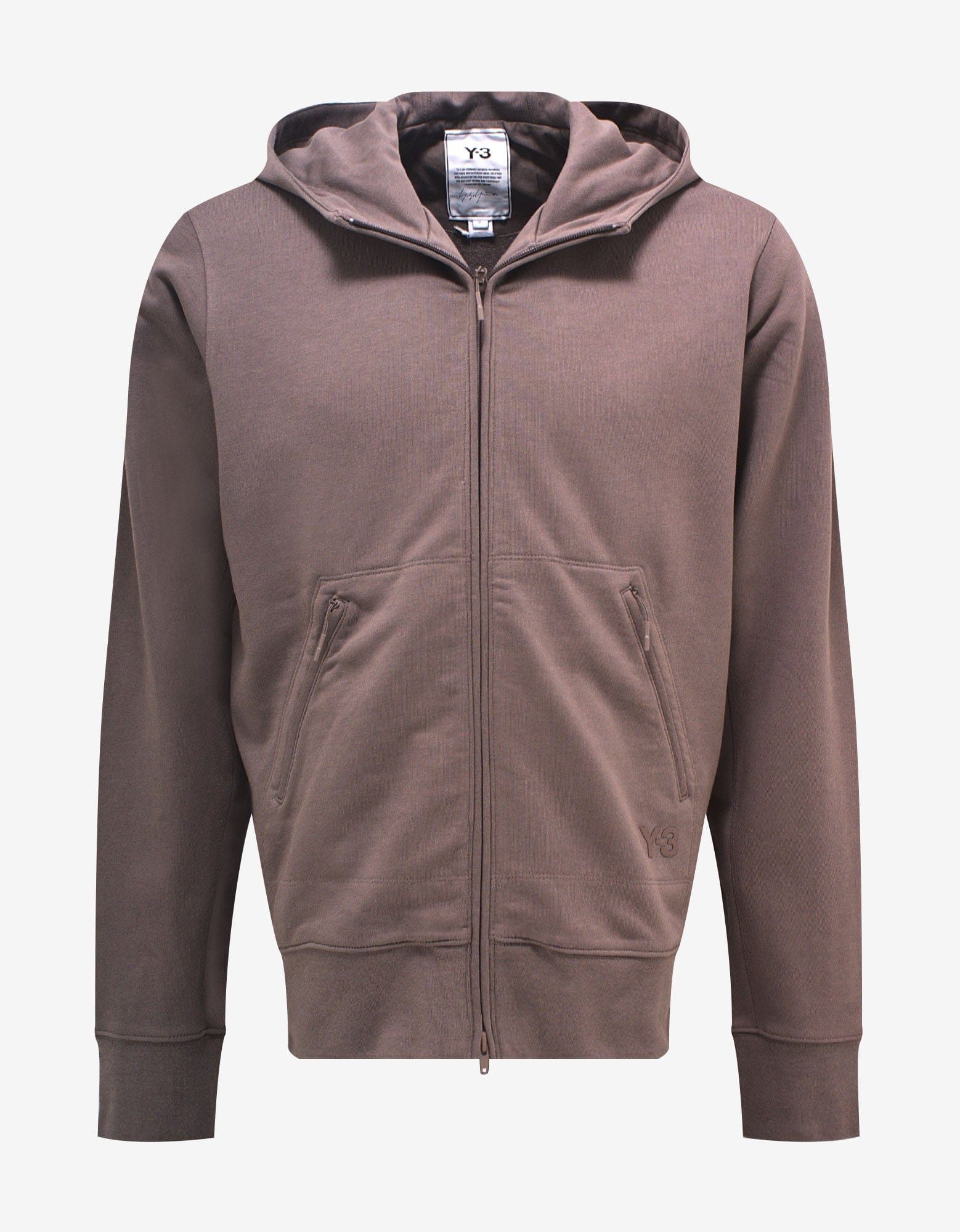 image of Y 3 Brown Classic Dwr Terry Utility Zip Hoodie, Men's (Size Medium)