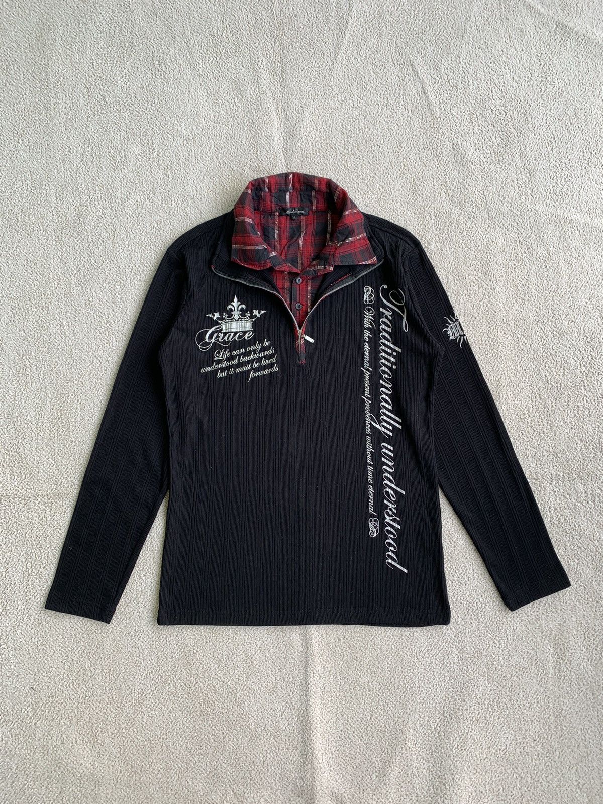 Japanese Brand Double Layer Poem Long Sleeve punk style Size US L / EU 52-54 / 3 - 1 Thumbnail