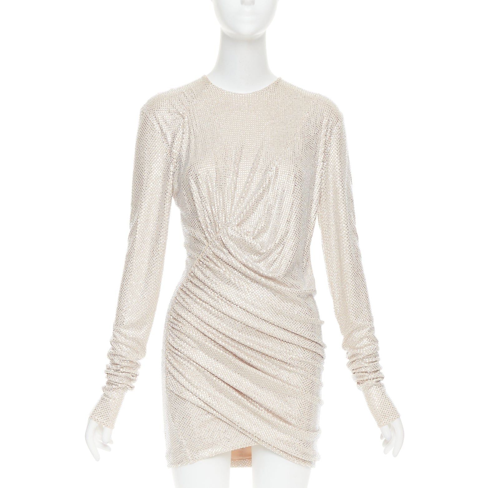 Alexandre Vauthier ALEXANDRE VAUTHIER AW2022 Bridal ivory nude diamond strass crystal asymmetric draped dress Size S / US 4 / IT 40 - 1 Thumbnail