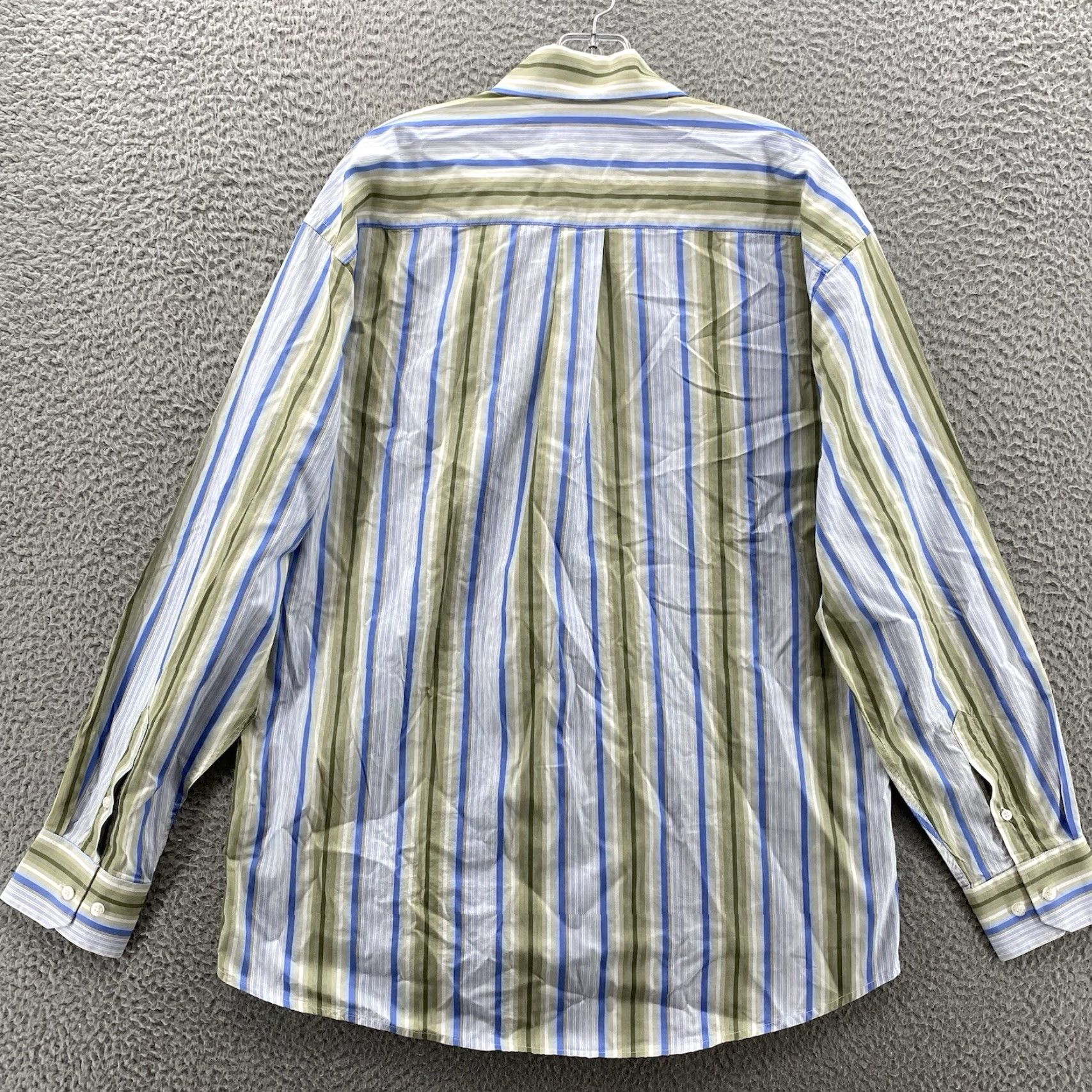 Lacoste VINTAGE Lacoste Dress Shirt Men's 42/Large Gray White Green Striped Corp Core Academia Size 42R - 7 Thumbnail
