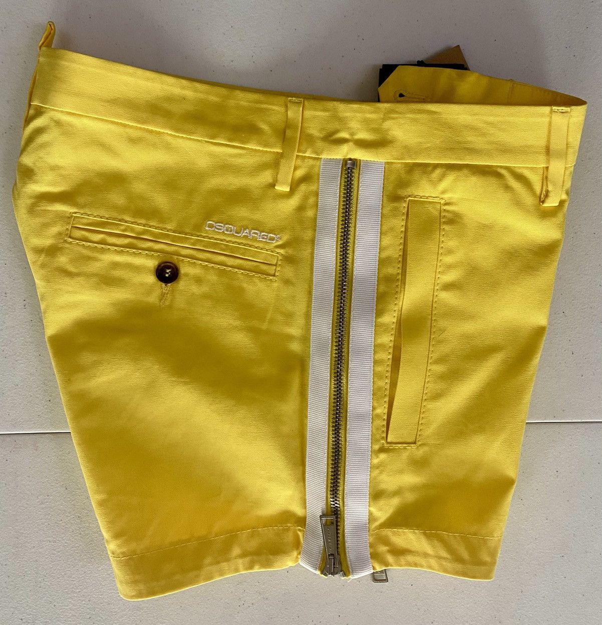 Dsquared2 Dsquared2 Canary Yellow/White Stripes Side Zip Shorts 44 NWT Size 30" / US 8 / IT 44 - 4 Thumbnail
