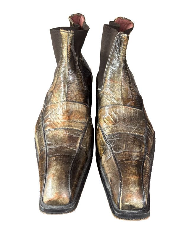 Jo Ghost VINTAGE JO GHOST COFFEE DISTRESS PATENT LEATHER BOOTS Size US 10 / EU 43 - 1 Thumbnail
