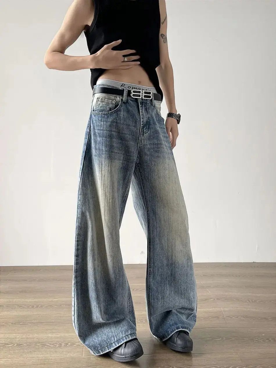 Japanese Brand Retro loose straight leg micro flared jeans Size US 32 / EU 48 - 4 Thumbnail