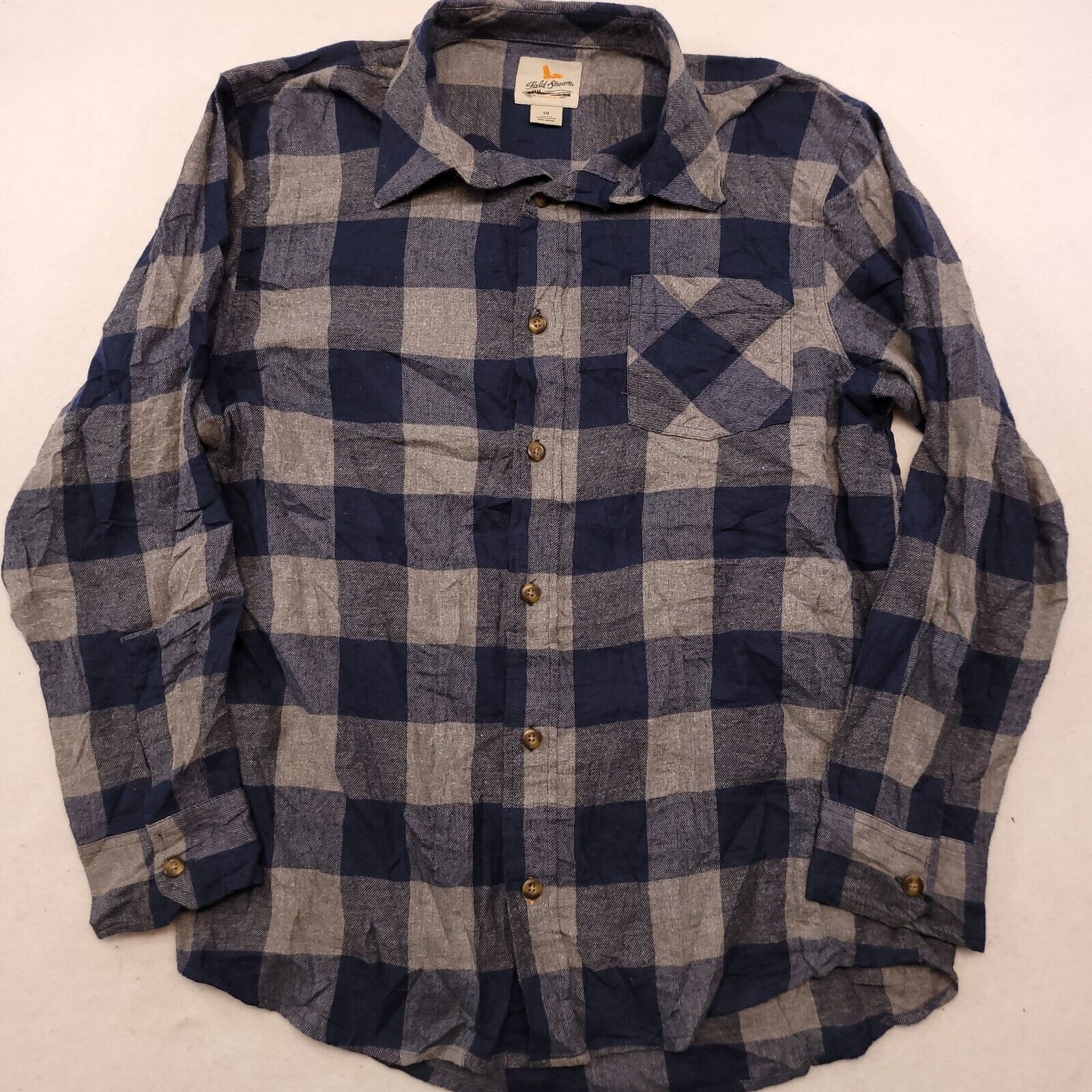 Field & Stream Field & Stream Gingham Flannel Shirt Mens Size Large L Blue Size US L / EU 52-54 / 3 - 2 Thumbnail