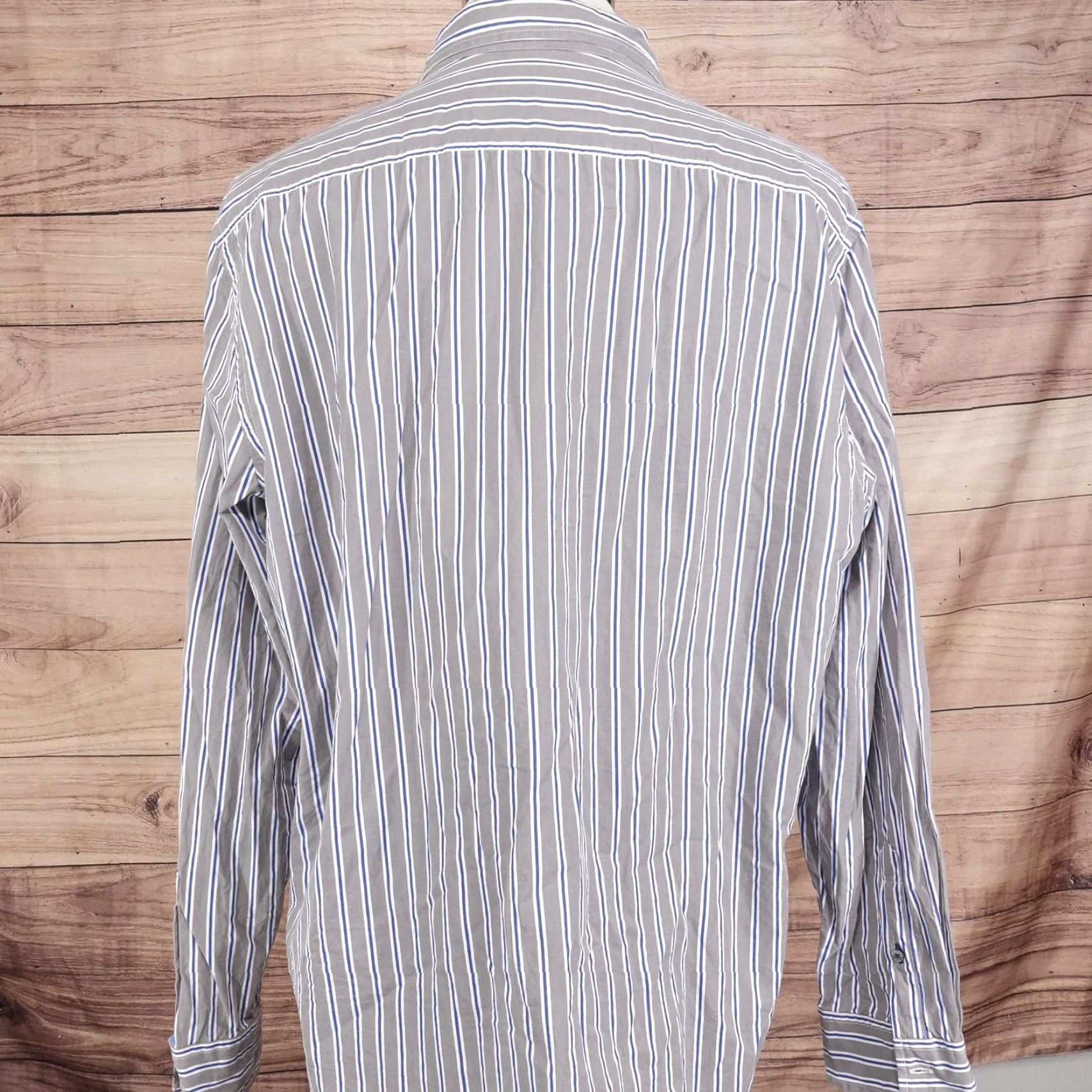 American Eagle Outfitters VINTAGE American Eagle Outfitters Button-Up Shirt Mens 2XL Gray Striped Regular Fit Long Sleeve Size US XXL / EU 58 / 5 - 4 Thumbnail