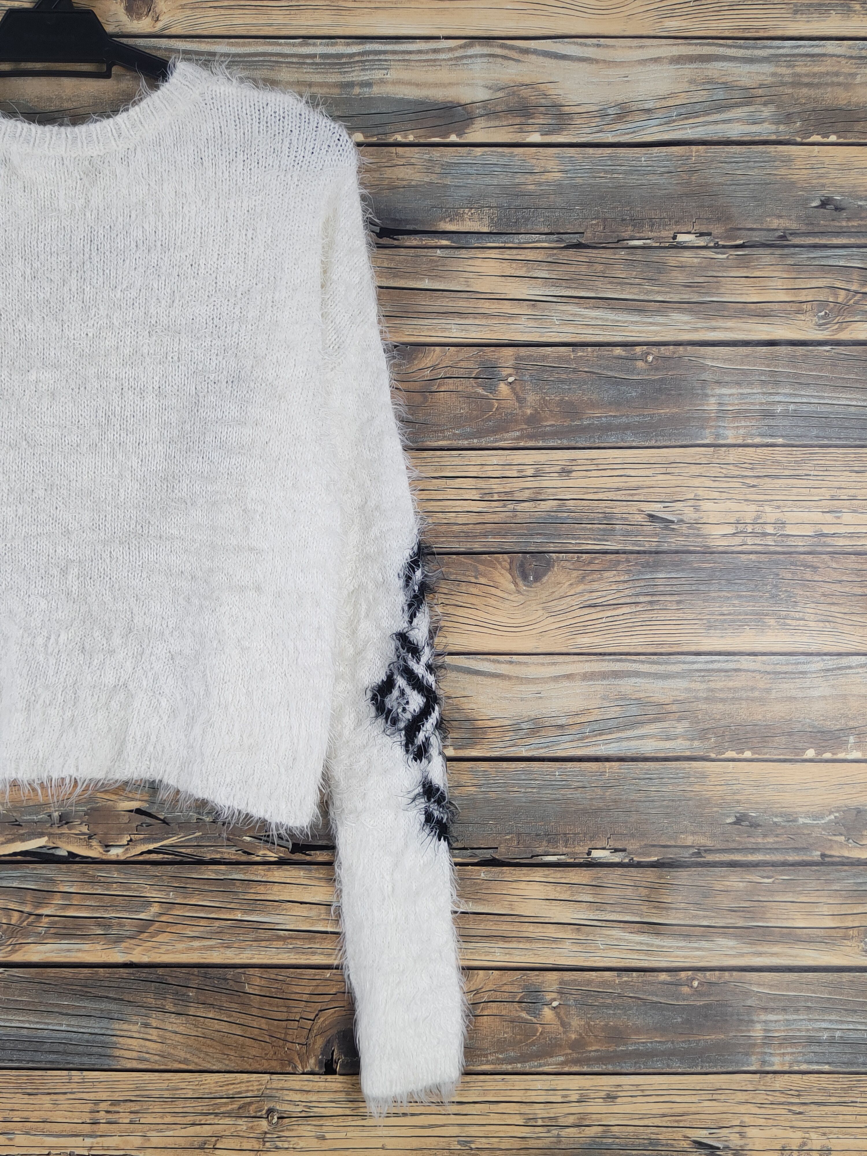 Homespun Knitwear Hollister Ivory Shag Shaggy Fur Mohair Knitwear #W1665 Size M / US 6-8 / IT 42-44 - 9 Thumbnail