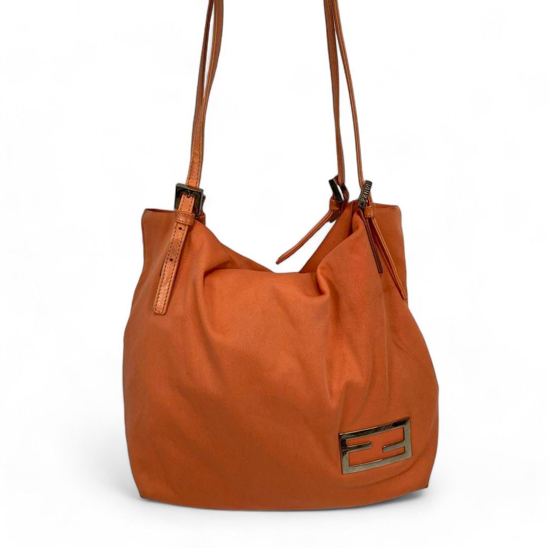 Fendi Fendi - Mamma Handbag Leather Shoulder Bag Orange Silver Size ONE SIZE - 2 Thumbnail
