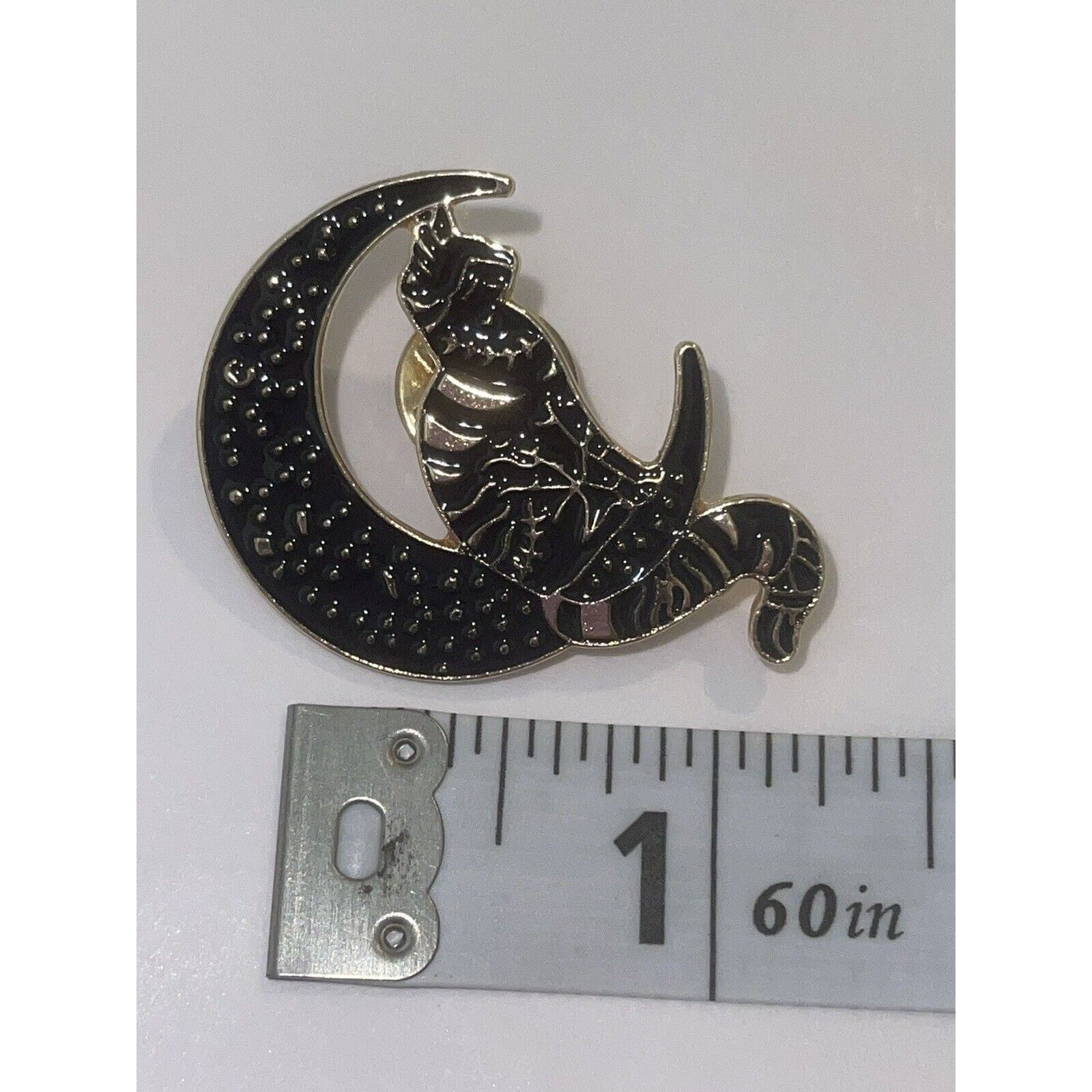 Other Moon Black Cat Halloween Horror Pin Brooch Size ONE SIZE - 1 Preview