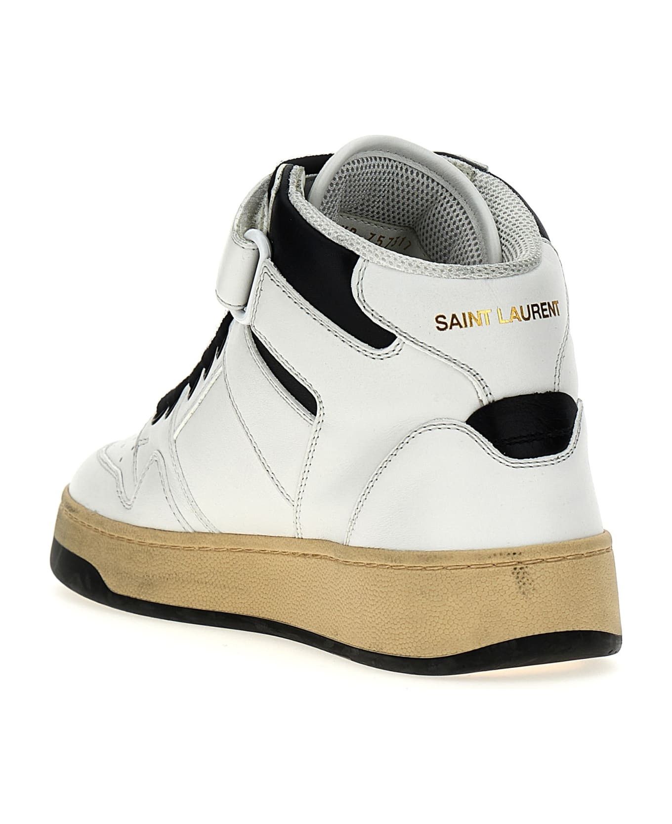 Saint Laurent Paris o1bcso1str1225 Lax Mid Top Sneakers in White/Black Size US 6 / EU 39 - 2 Thumbnail