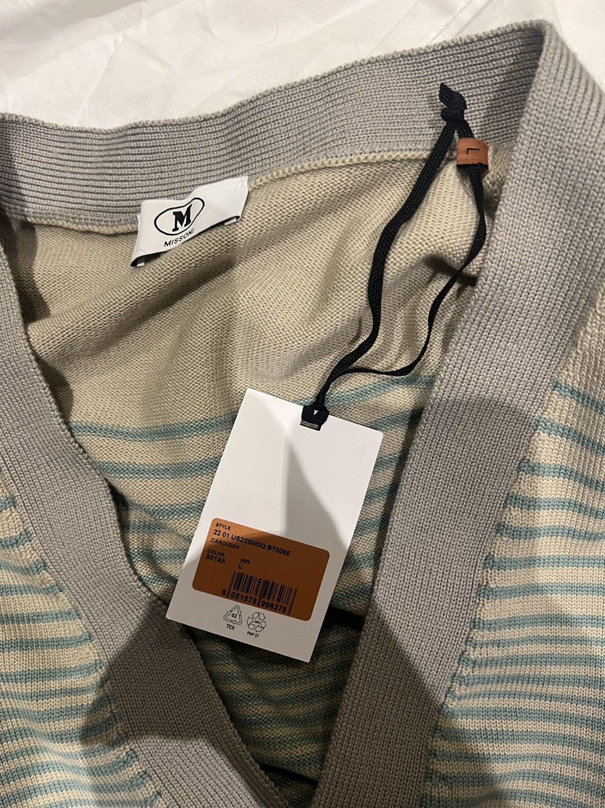Missoni MISSONI Wool Striped Cardigan Multicolour Gray Large Jumper Size US L / EU 52-54 / 3 - 7 Thumbnail