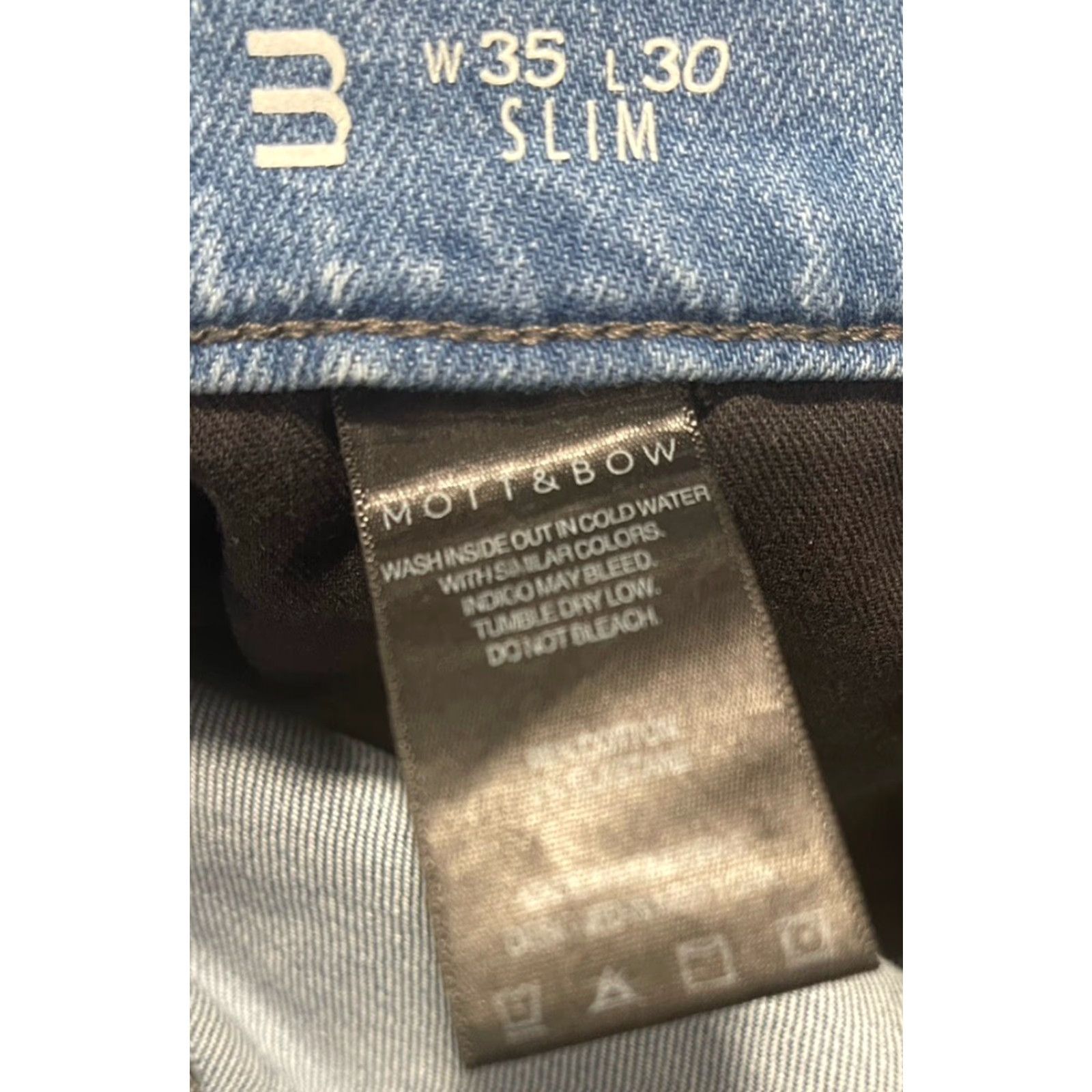 Mott & Bow Mott & Bow Jeans Slim Fit Ludlow Straight Stretch Blue 37x29 5-Pocket Denim Belt Loops Zipper Button Men Regular Size US 37 - 6 Thumbnail