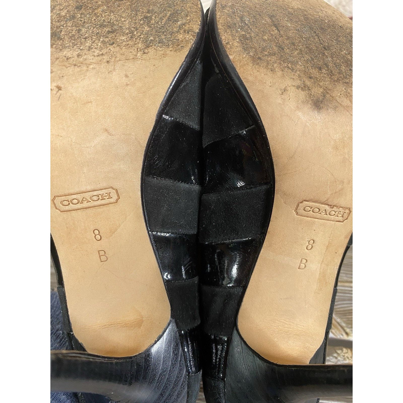 Coach COACH Trinitie Flower Ladies 8 Black Suede Patent High HEELS Size US 8 / IT 38 - 9 Thumbnail