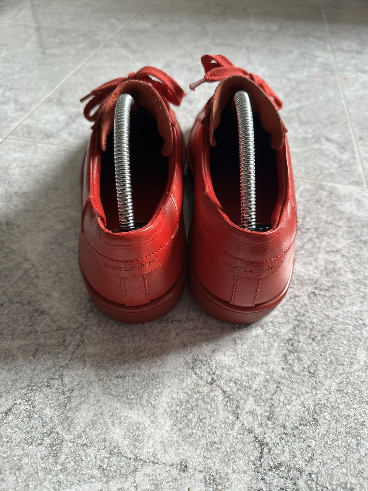 Saint Laurent Paris Saint Laurent SL01 Red Leather Low Sneakers Size US 9 / EU 42 - 8 Thumbnail