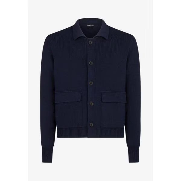 Tom Ford o1loc1c1225 KBL007 Wool Silk Cardigan in Blue Size US L / EU 52-54 / 3 - 1 Preview