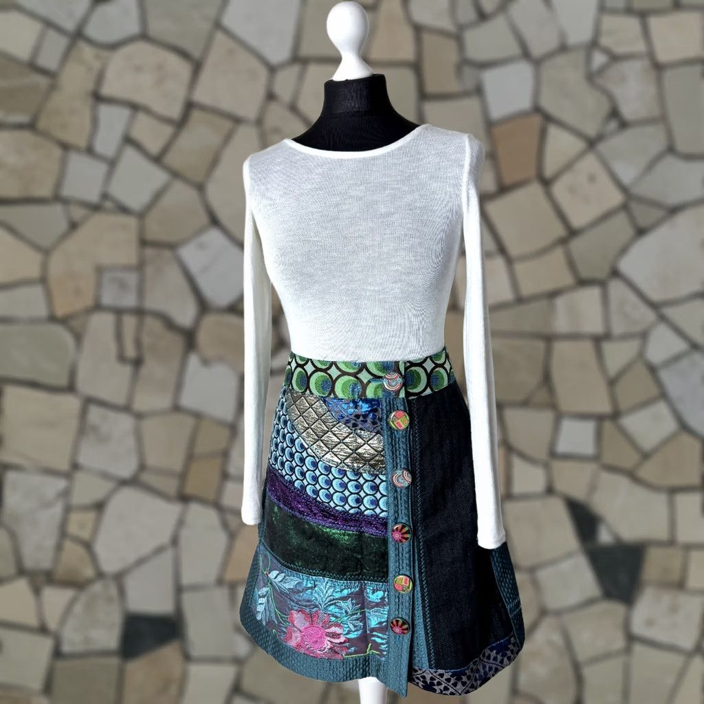 Desigual Desigual Skirt 42 Women Knee Length Multicoloured Cotton 06F2795 XS? Size 28" / US 6 / IT 42 - 1 Thumbnail