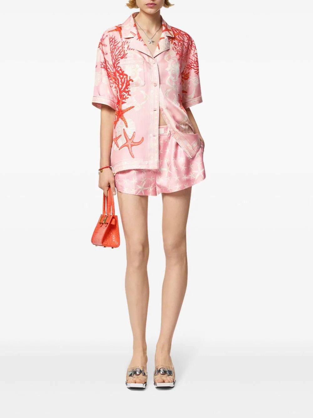 Versace o1s22i1n1024 Silk Baroque Shirt in Pink Size S / US 4 / IT 40 - 2 Thumbnail