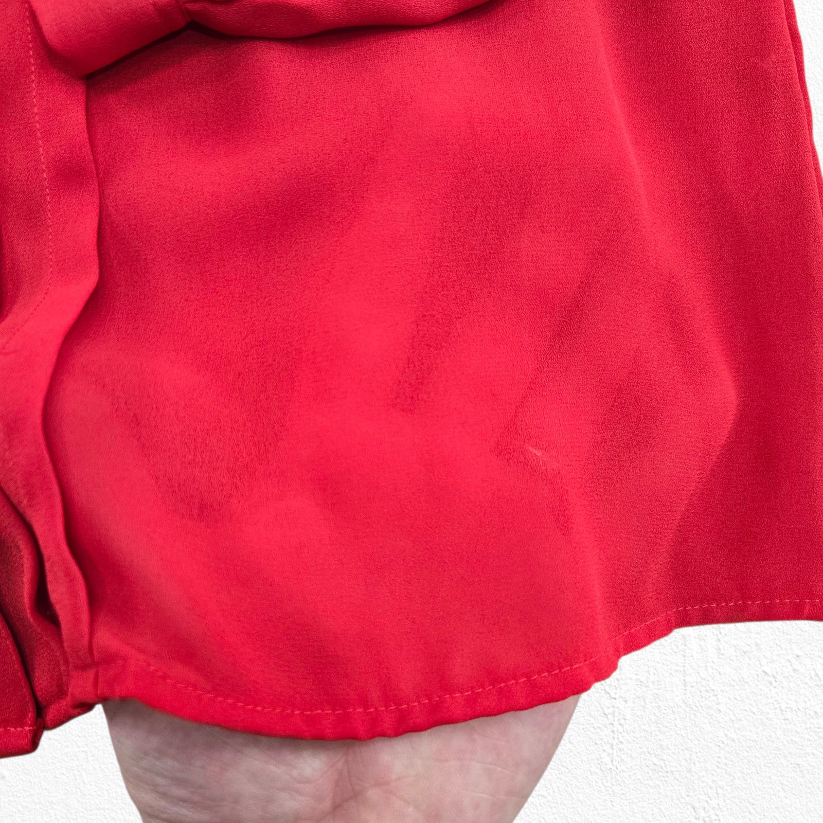 Vintage 90s Red Pleated Front Long Sleeve Blouse Size 14 Size XL / US 12-14 / IT 48-50 - 8 Thumbnail