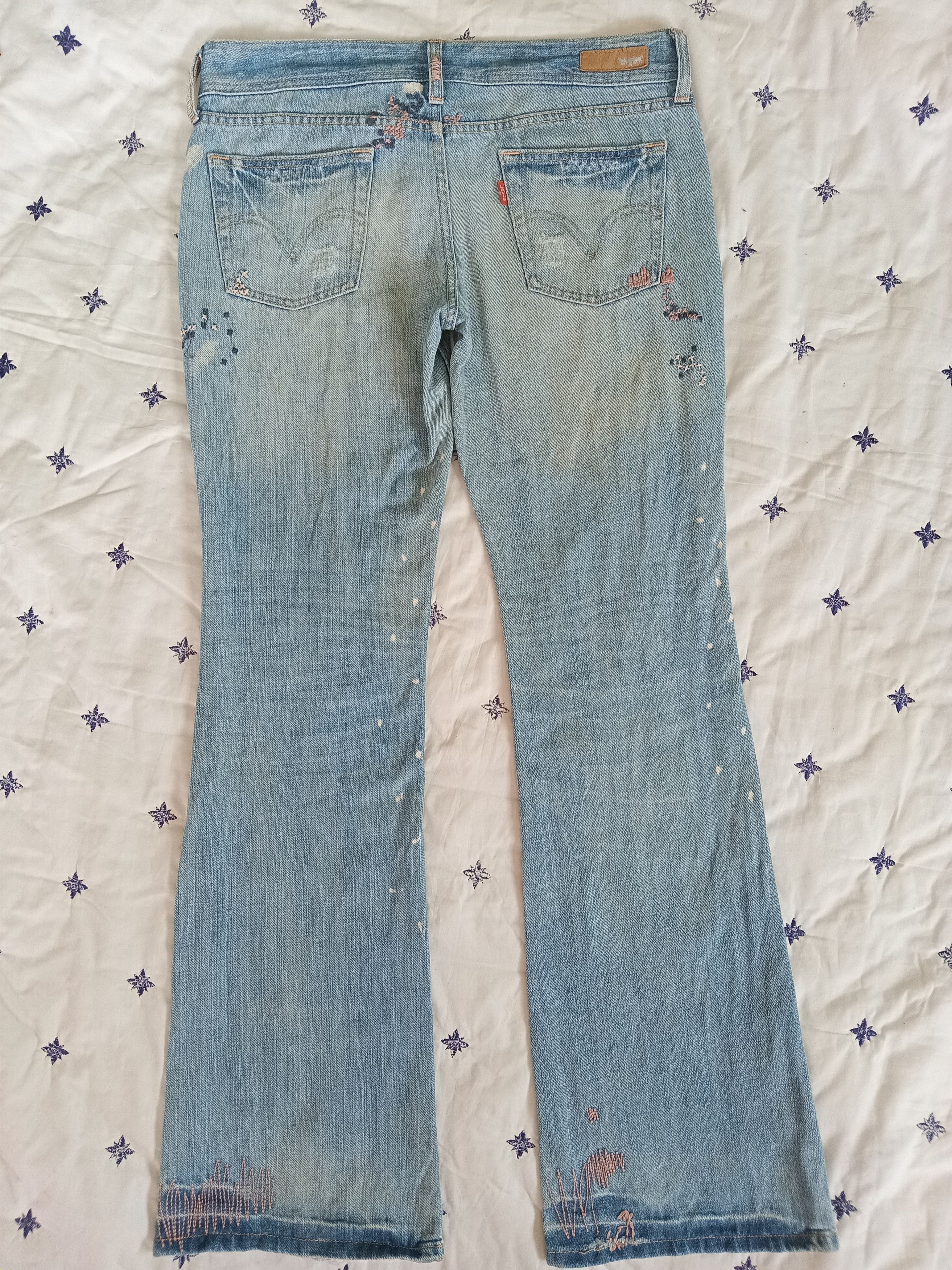 Levi's 💥RARE💥LEVIS Flare Distressed Custom Dirty Light Wash Jeans Size 33" - 9 Thumbnail