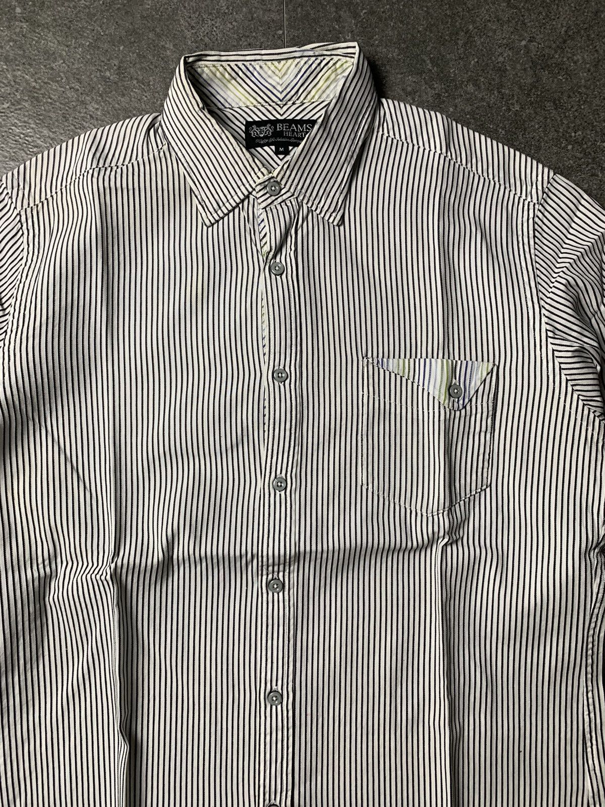 Beams Plus 2000s Japanese Brand Beams Heart Stripe Shirt Size US M / EU 48-50 / 2 - 2 Thumbnail