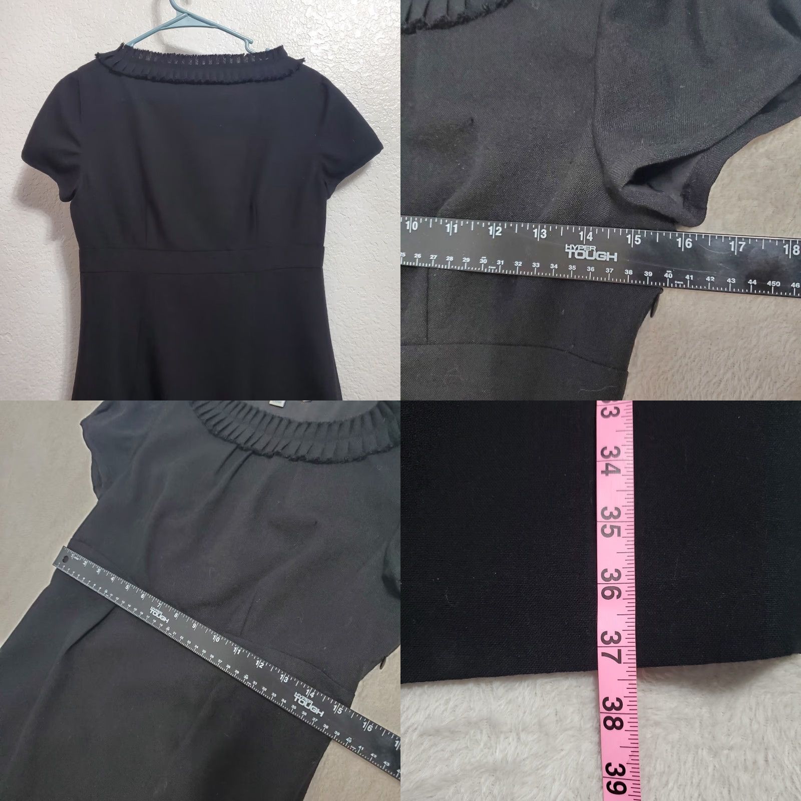 Boden VINTAGE Boden Dress Women 6R Black Short Sleeve 100% Wool Side Zip Lined Office Career Size 28" / US 6 / IT 42 - 8 Thumbnail