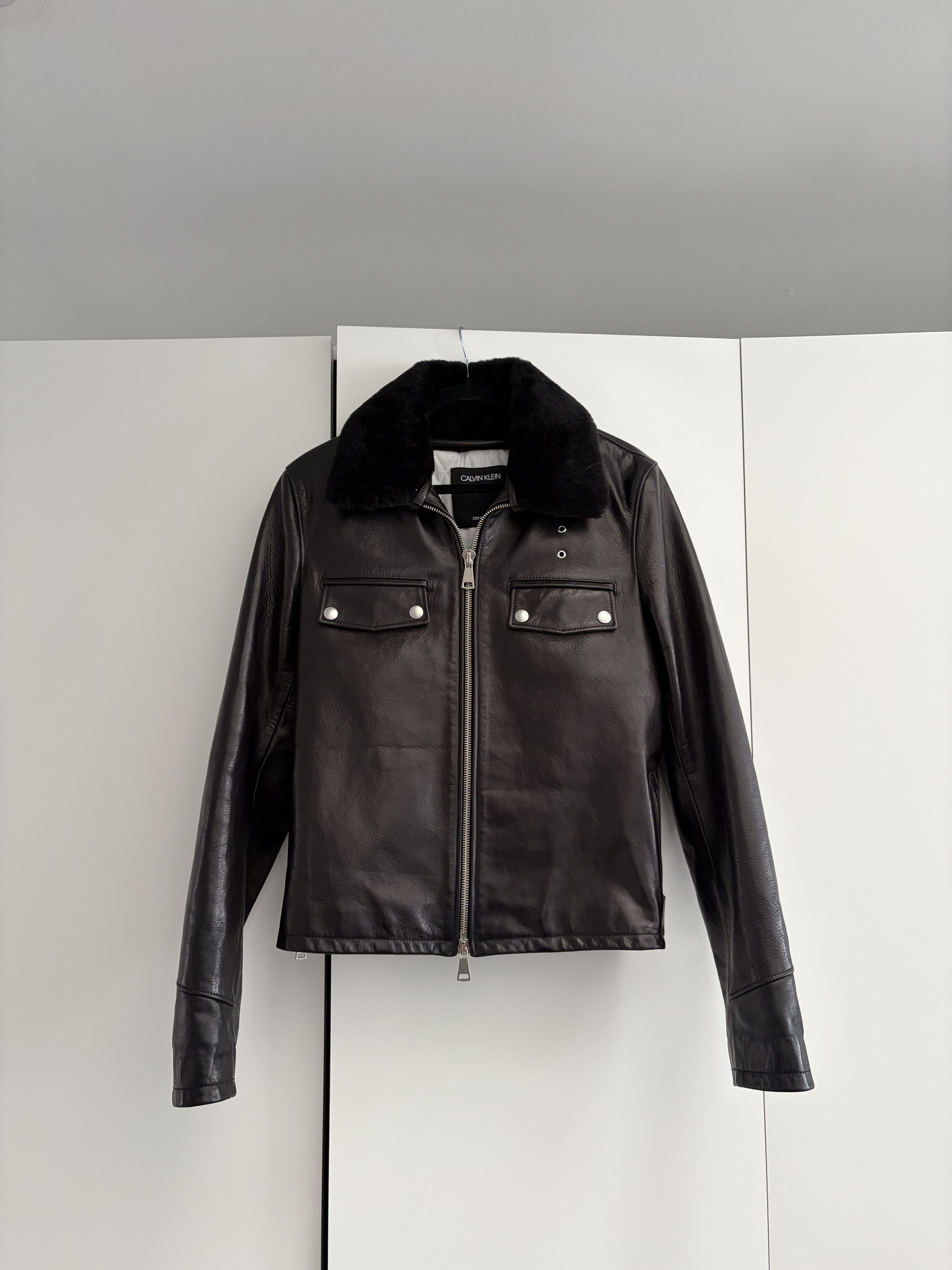 Calvin Klein 205W39NYC × Raf Simons Rare distressed leather coat