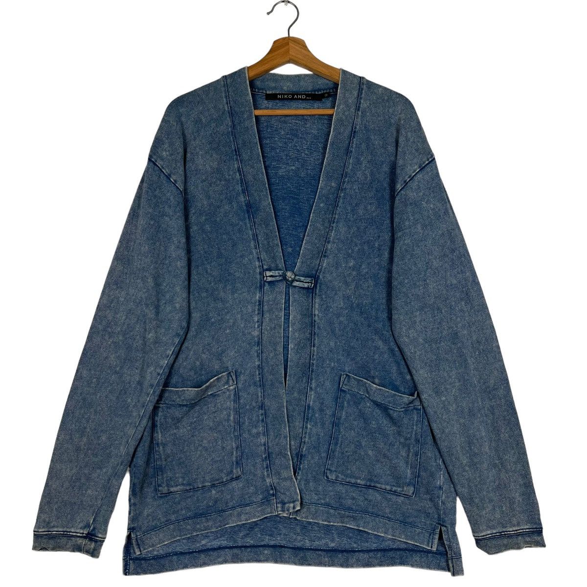 Designer 🔥 NIKO AND DYED WASHED INDIGO MANDARIN CARDIGAN JACKET Size US L / EU 52-54 / 3 - 1 Thumbnail