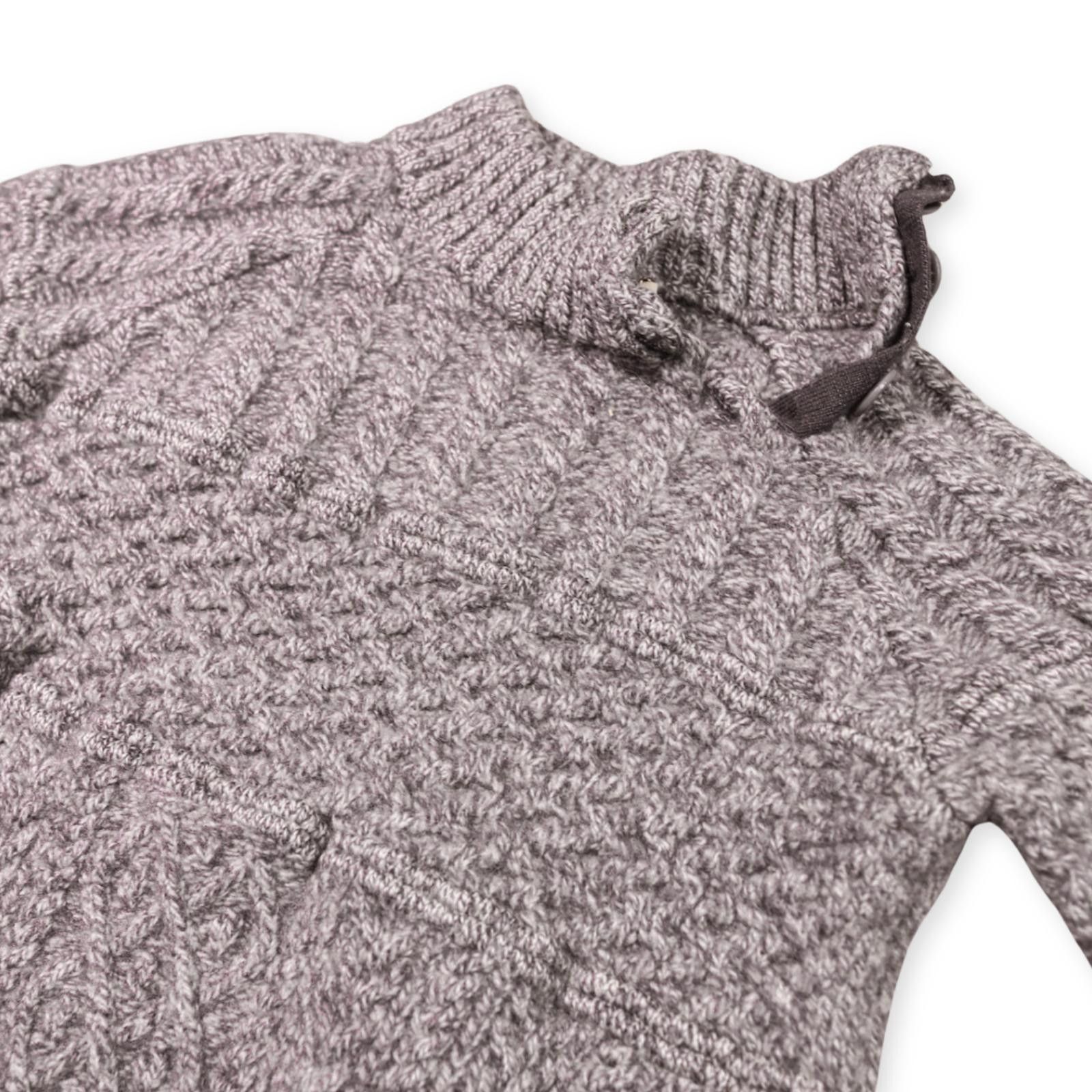 Designer Blarney Aran Originals Wool Sweater Funnel Neck Gray Large Size US L / EU 52-54 / 3 - 2 Thumbnail