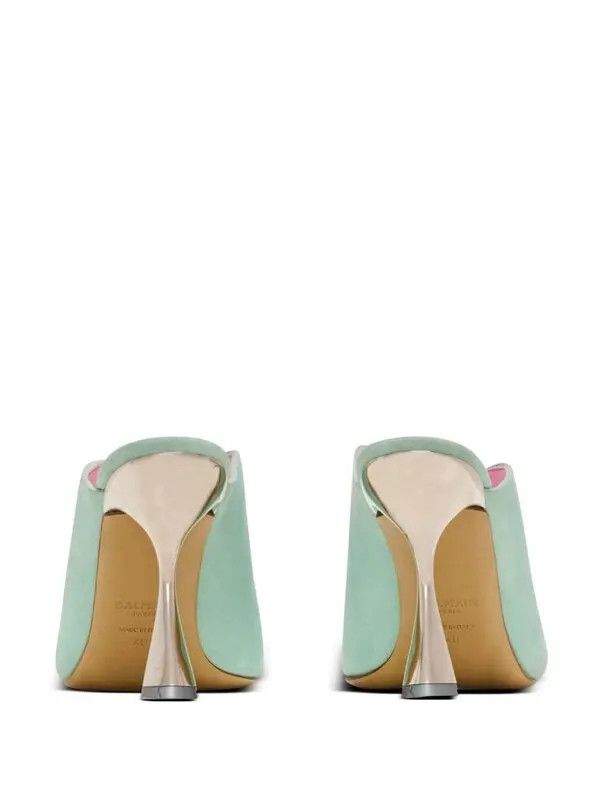 Balmain o1s1wg111225 95mm Eden Suede Mules in Blue Size US 6 / IT 36 - 4 Thumbnail